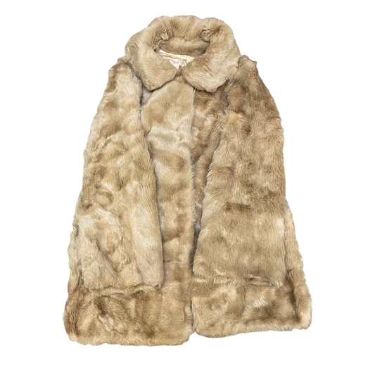 Sears Fashion Mink Faux Fur Jacket Women Medium Beige Lined Long Sleeve Collared