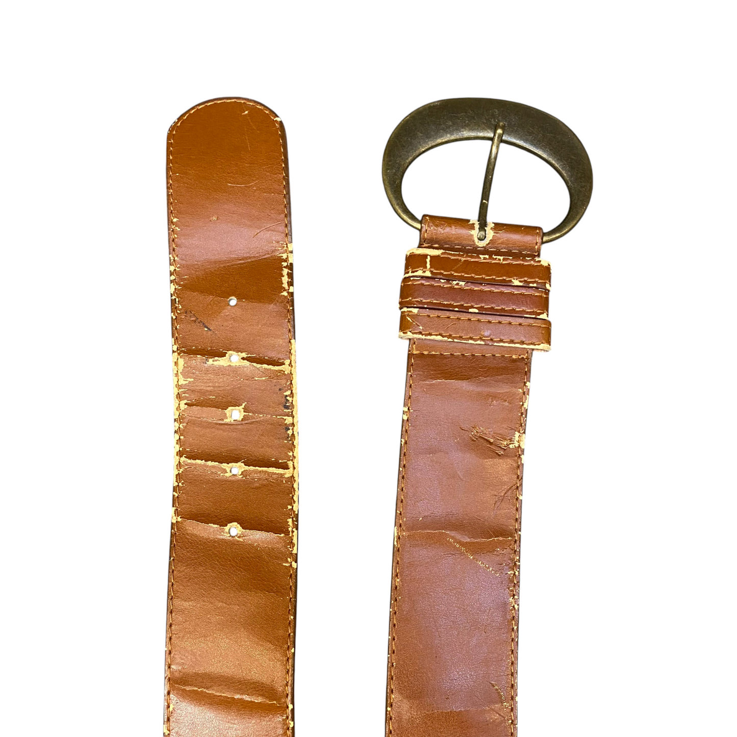 Pieces Waist Belt Womens Brown Leather Adjustable D-ring Pin Buckle Size 40 in