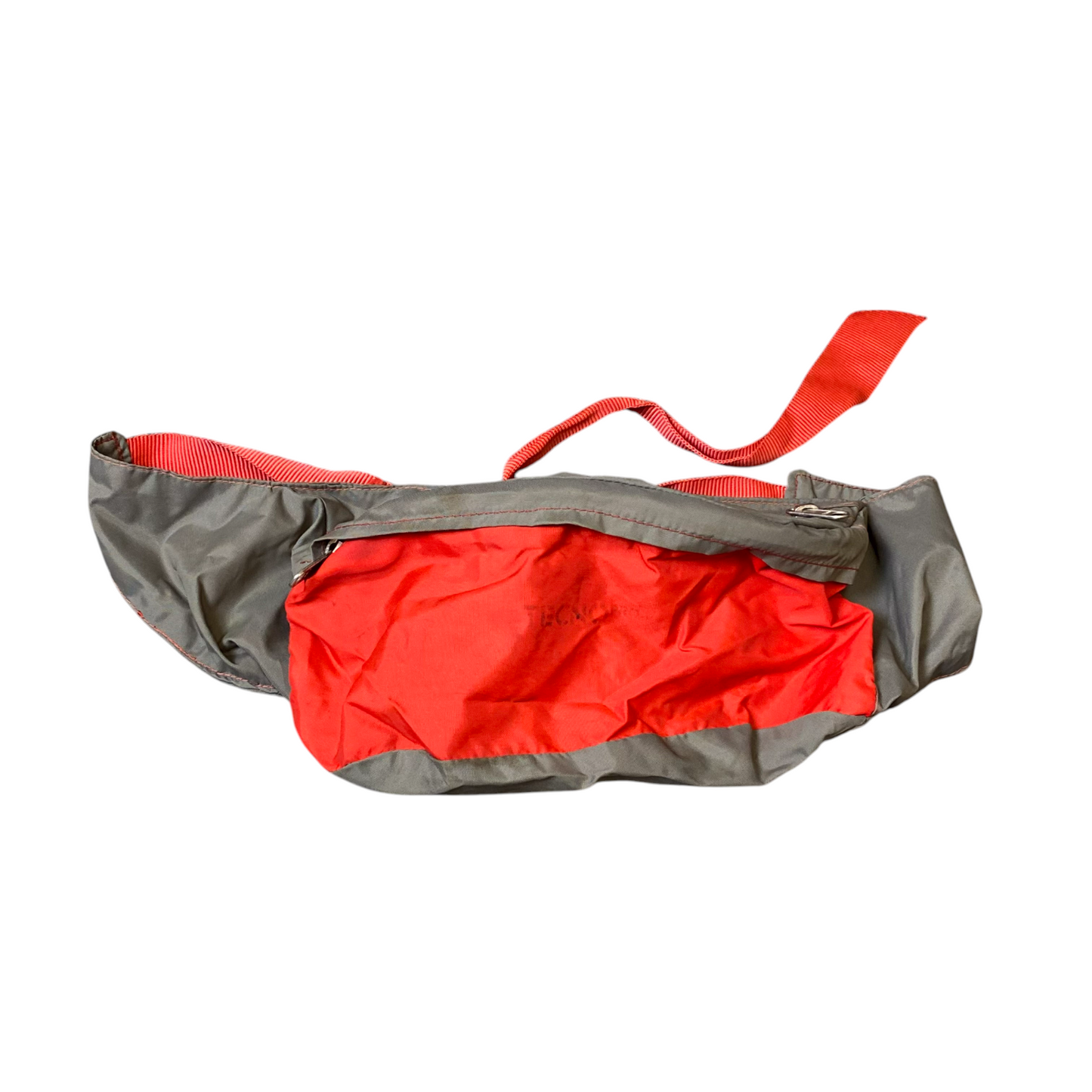 Unisex Outdoor Fanny Pack Bum Bag Red Grey 2 Zipper Compartment Adjustable Belt