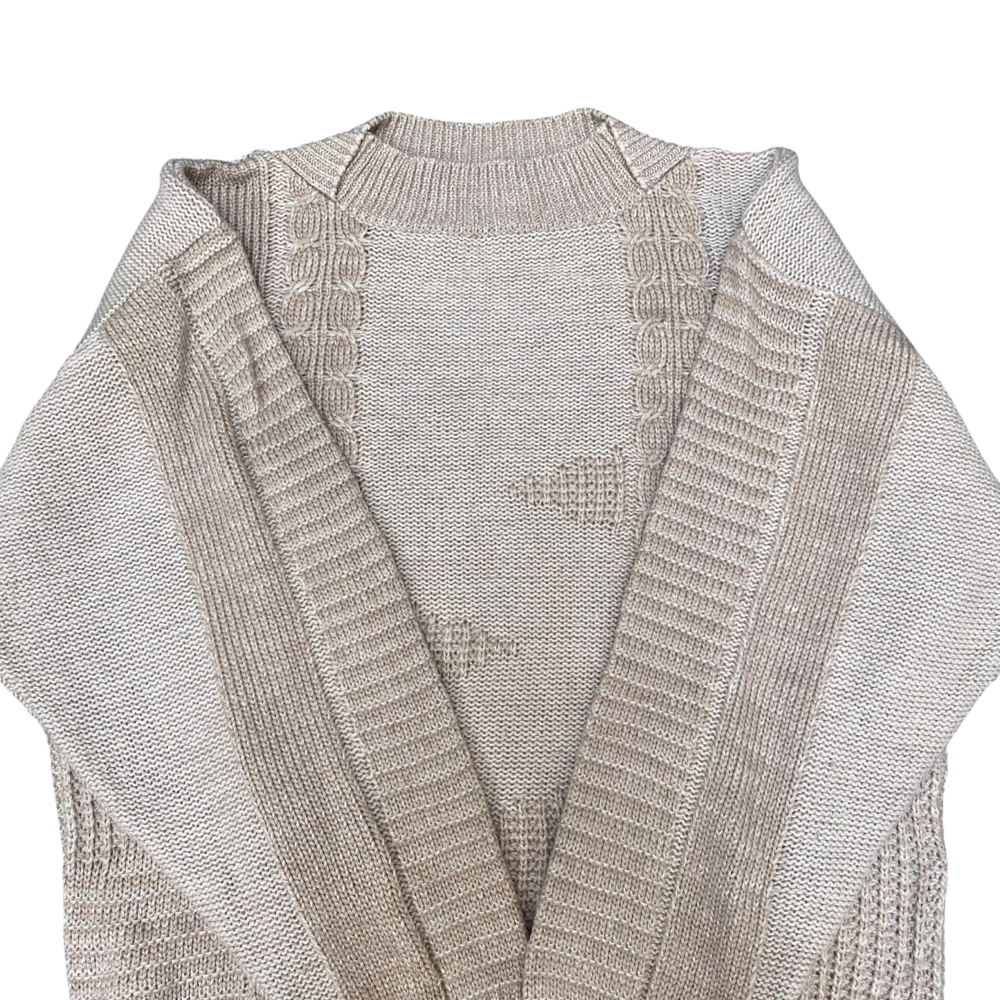 Jagro Jumper Womens Medium Cream Cable Knit Crew Neck Holiday Pullover