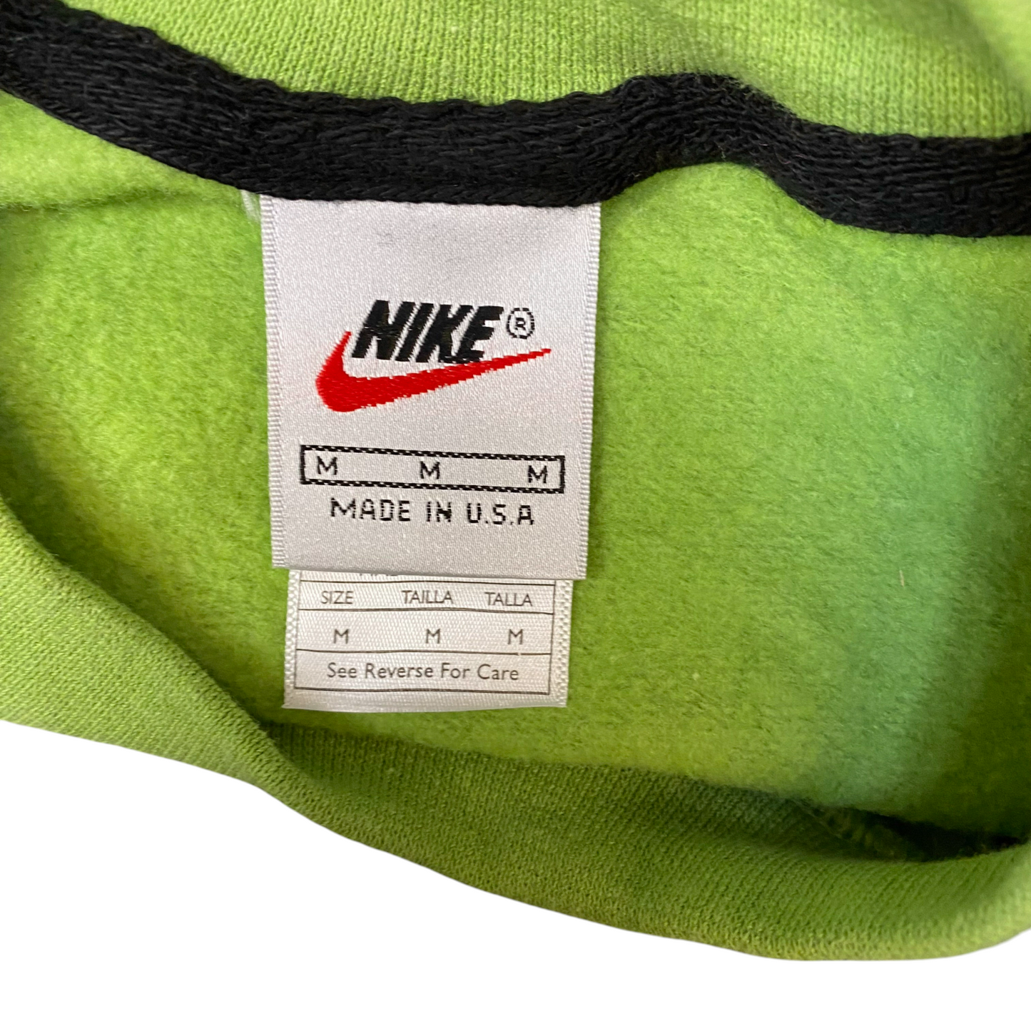 Nike Reworked Sweatshirt Mens M Green Black Embroidered Spellout Logo Vtg Y2K