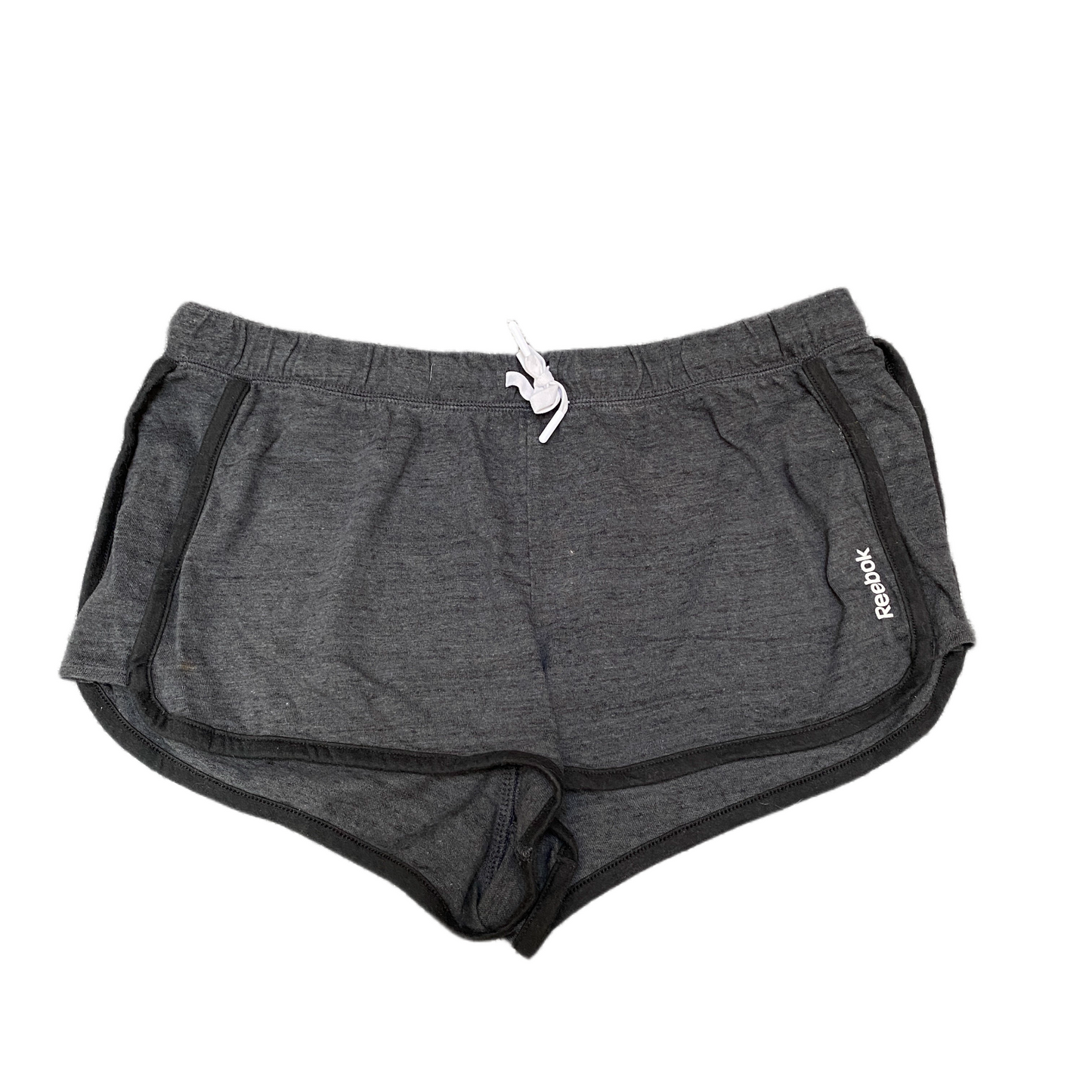 Reebok Running Sprinter Shorts Womens M 33" Waist Grey Gym Workout Dolphin Hem