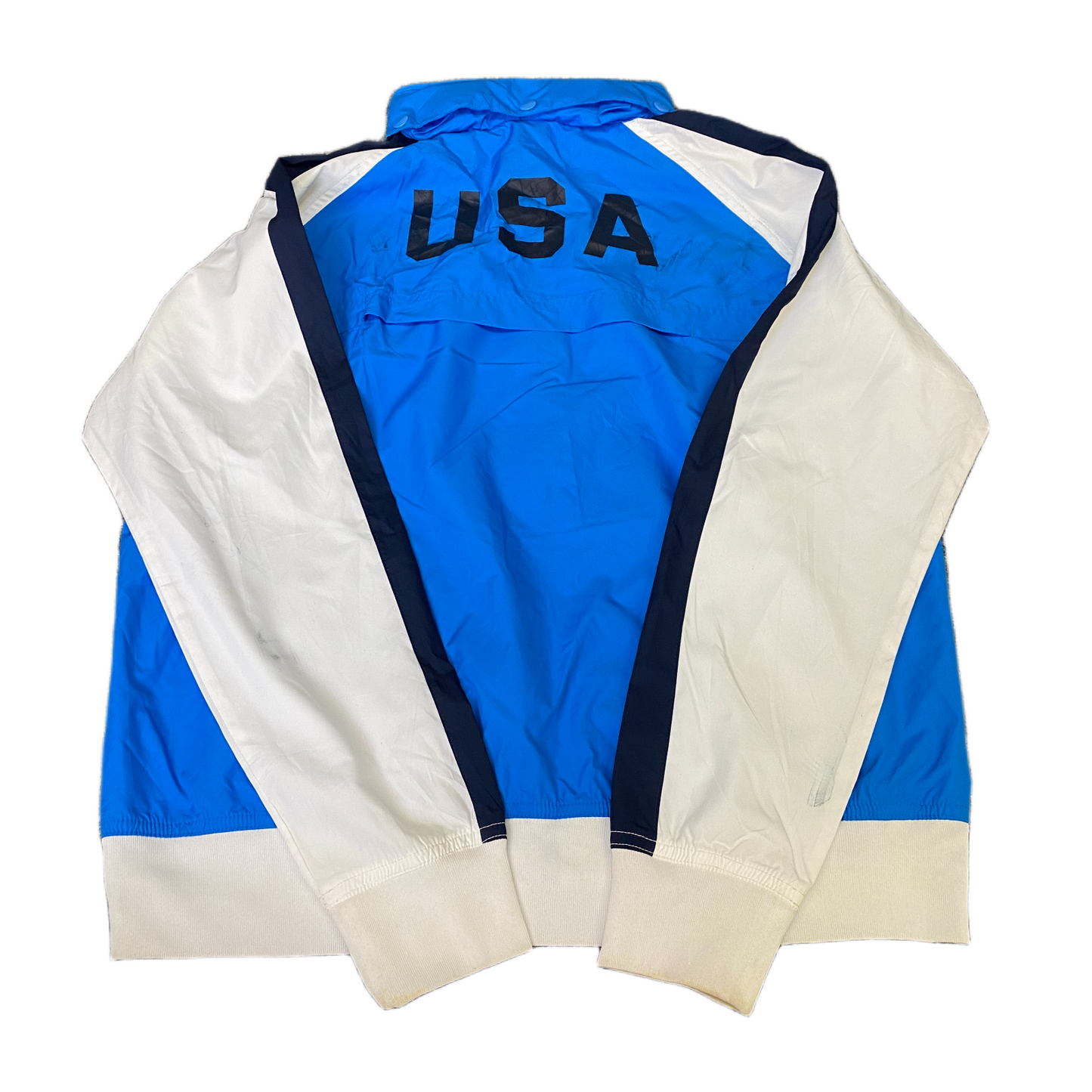 Nike Jacket Mens X-Large White Blue USA Olympic Mesh Lined Long Sleeve Full Zip