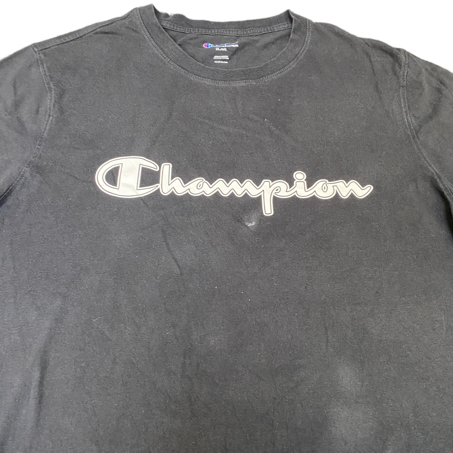 Champion Authentic Activewear T-Shirt Mens XL Black Graphic Logo Pullover Tee
