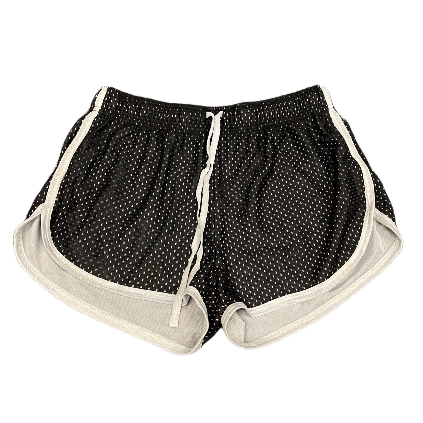 Athletic Mesh Shorts Women S 26" Waist Black Gym Training Dolphin Hem Drawstring
