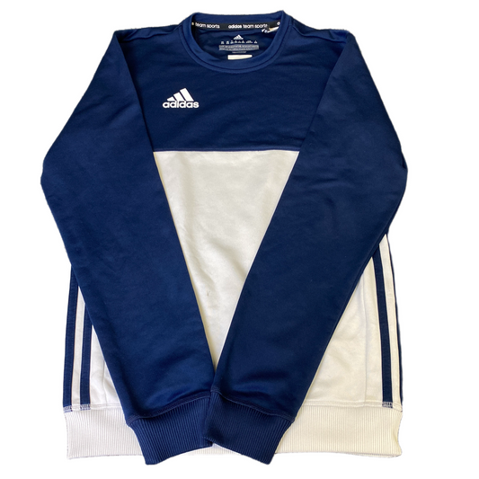 Adidas Team Sports Sweatshirt Womens 2XS Blue White Long Sleeve Crew Neck