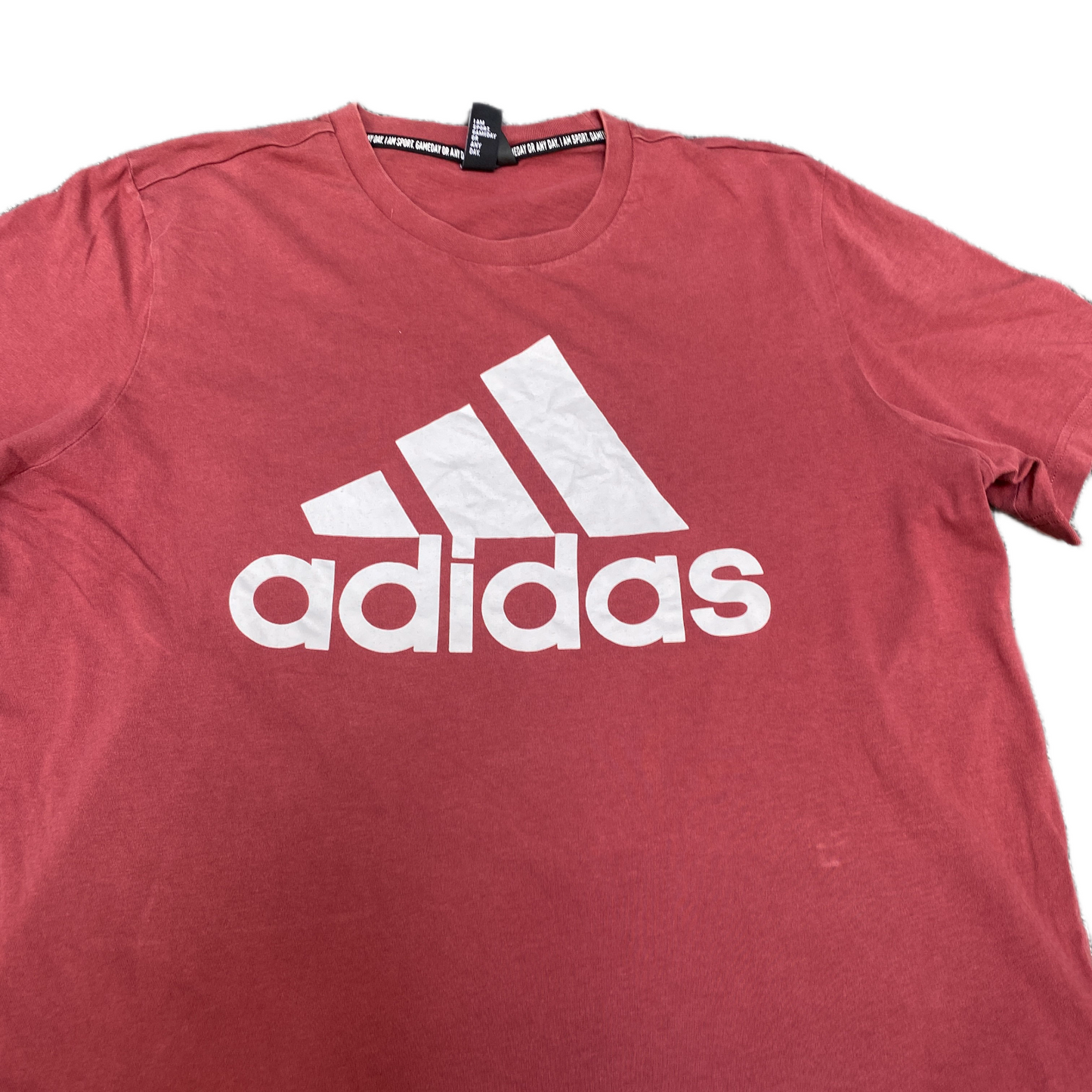 Adidas Go-To Performance T-Shirt Mens Large Red 3 Stripes Big Logo Crew Neck Tee