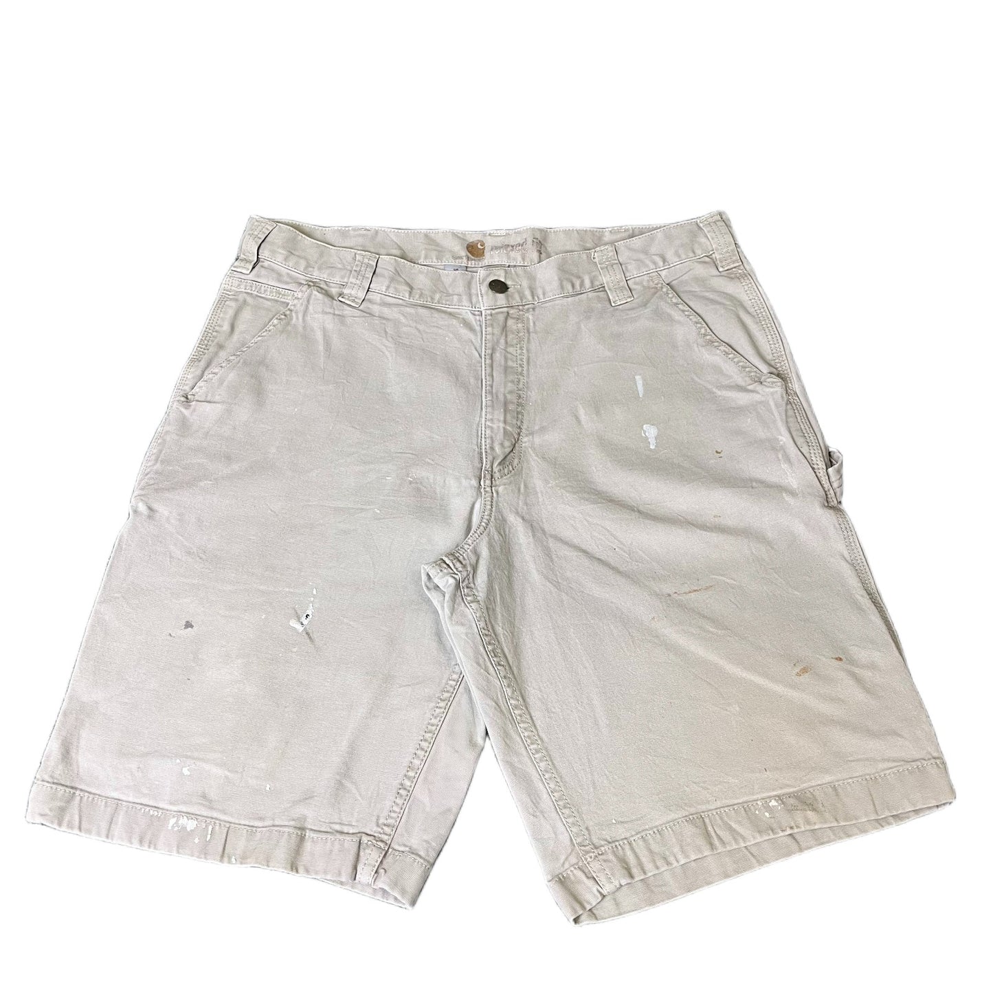Carhartt Canvas Cargo Work Shorts Fits as Mens XL 36" Waist Beige Relaxed Fit