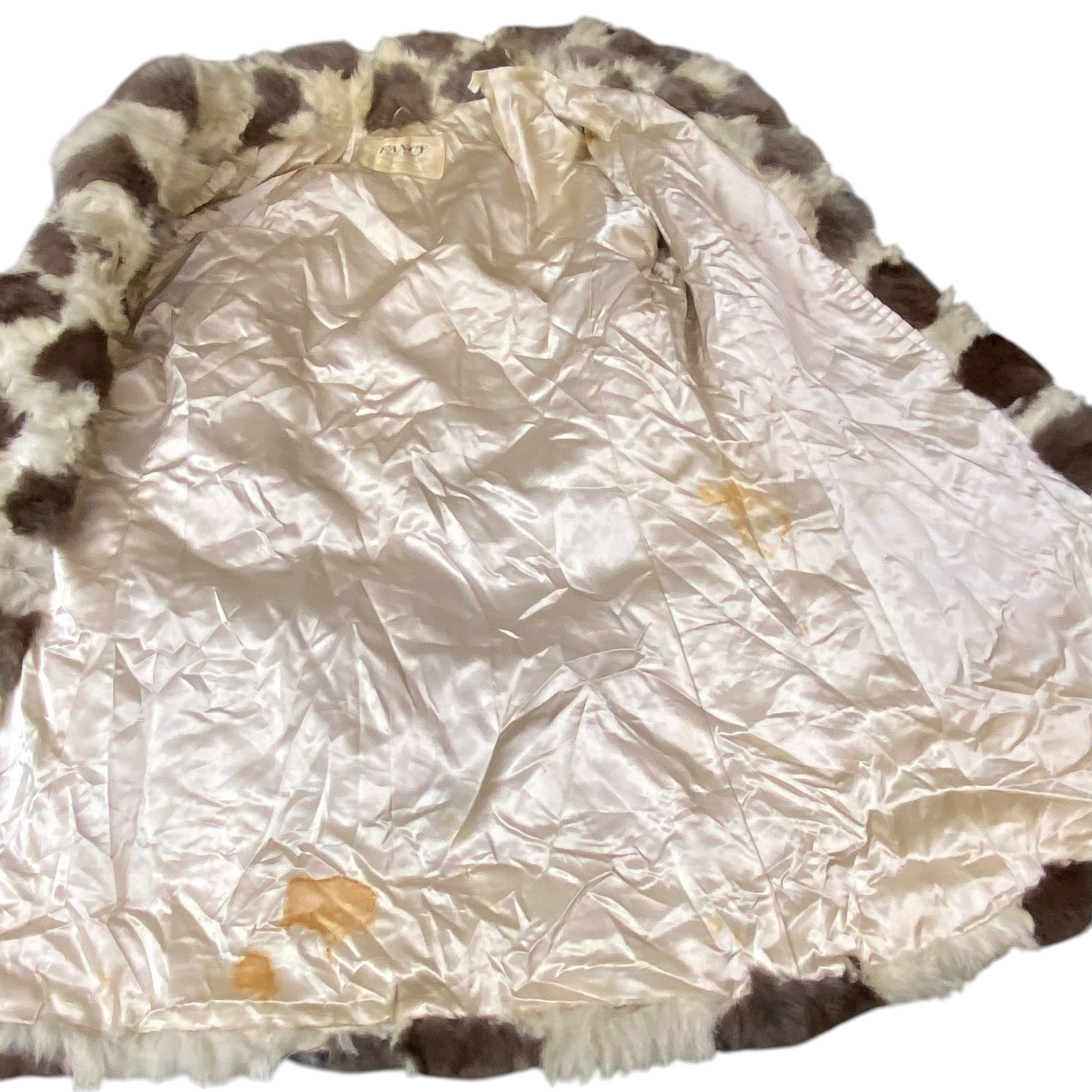 Fancy Fur Coat Womens Medium Brown Beige Fully Lined Cozy Warm Winter Collared