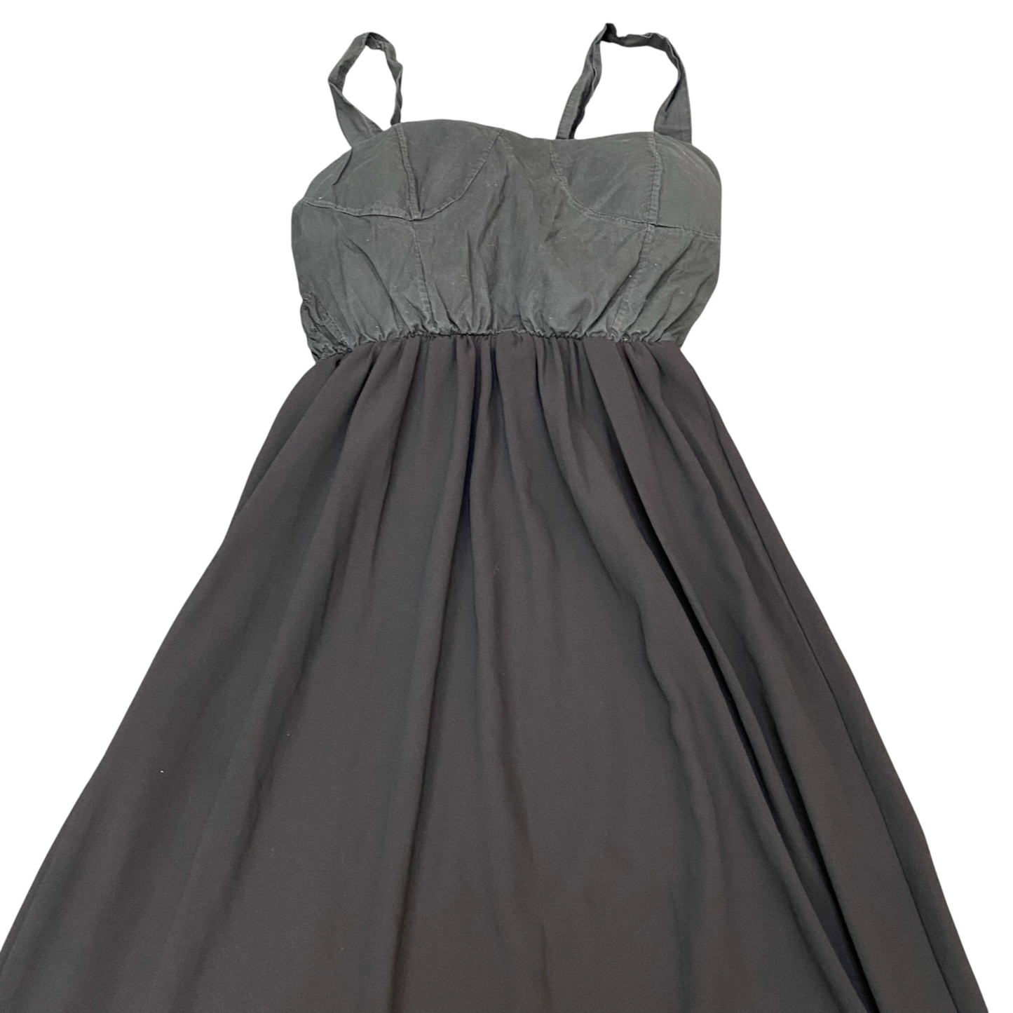 Maxi Dress Womens S Black Solid Sleeveless Padded Wide Strap Smocked Back