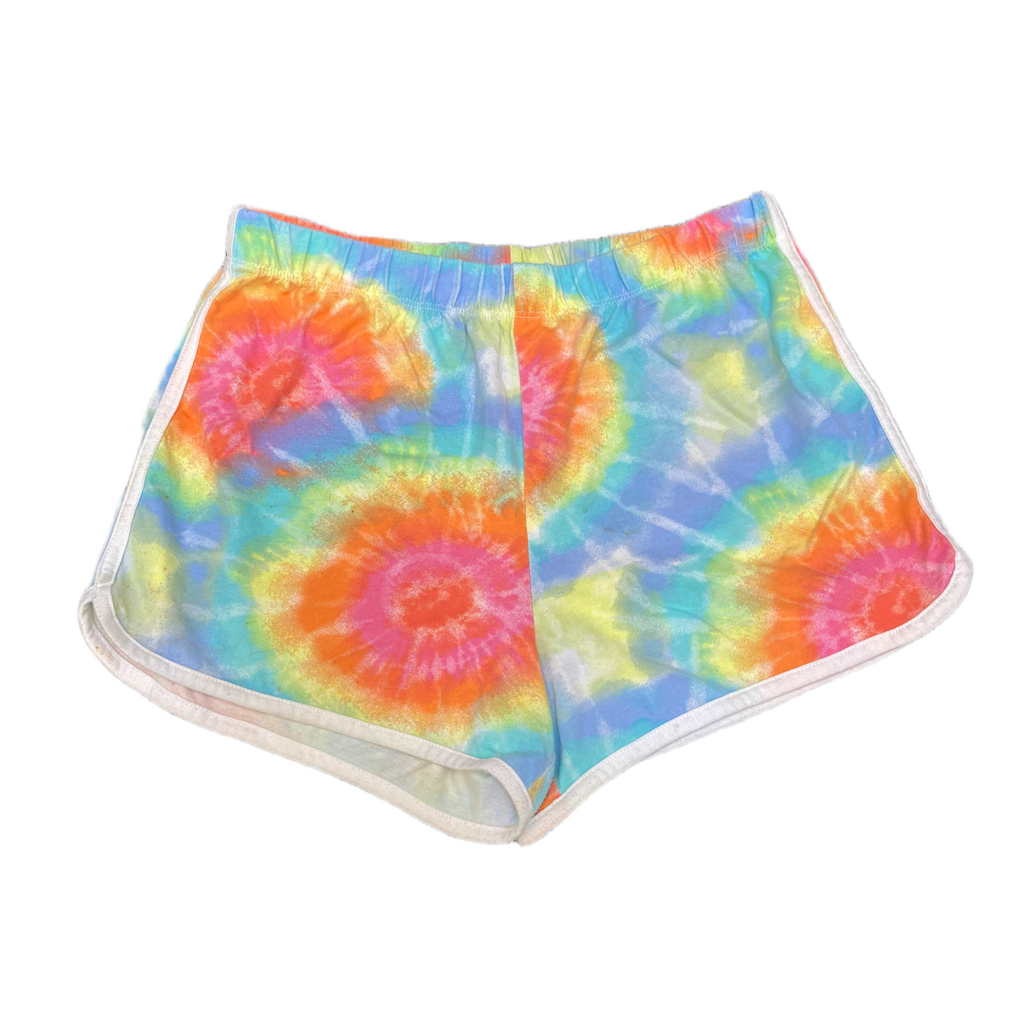 Running Sprinter Shorts Womens 2XL 27" Waist Multi Tie Dye Workout Dolphin Hem