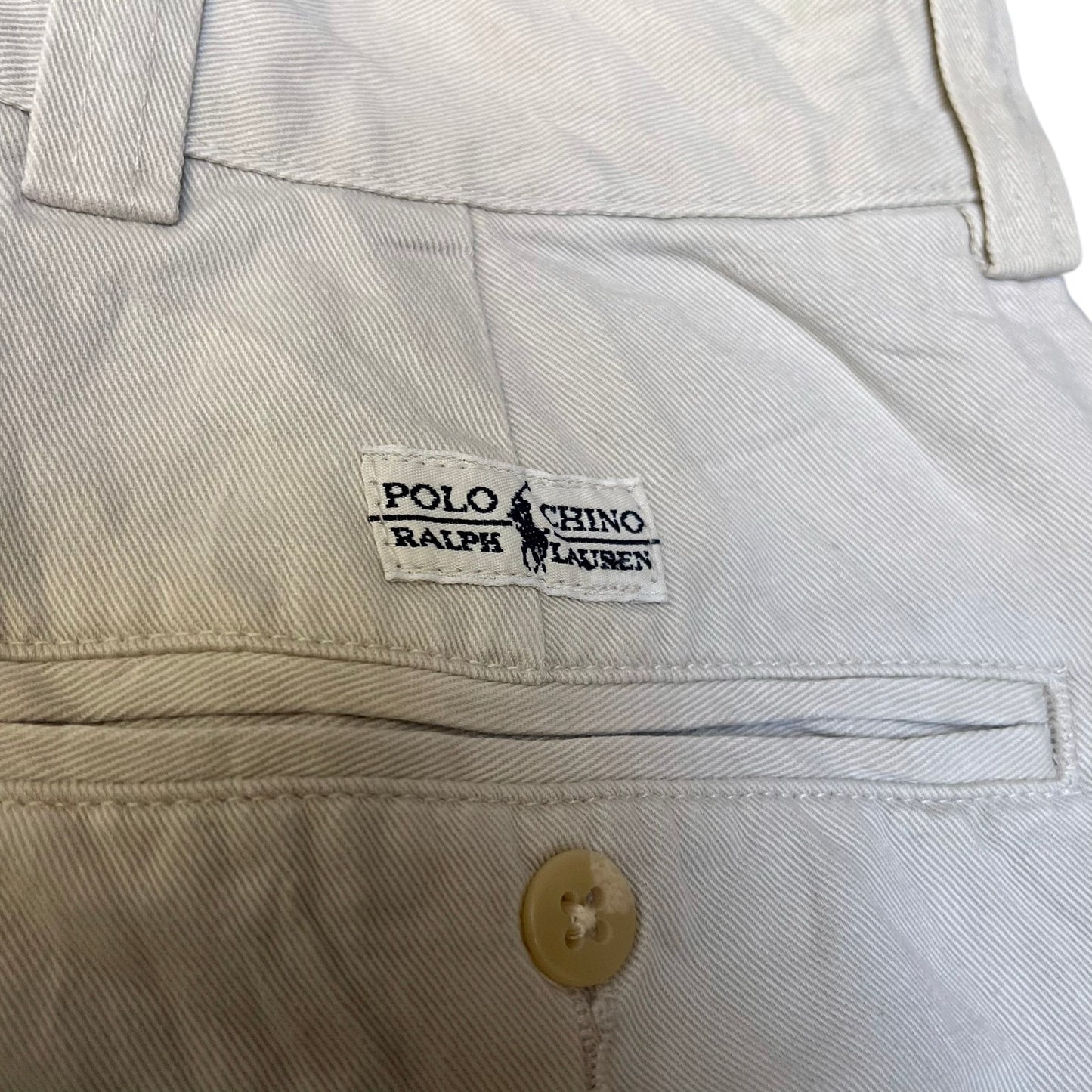 Vtg Polo Ralph Lauren Chino Shorts Fits as Mens XL 37" Waist Cream Flat Front