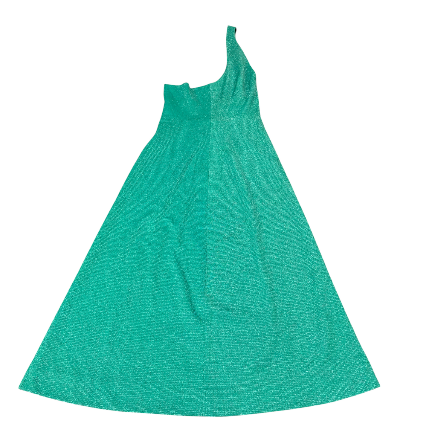 A-Line Long Dress Womens S Green One Shoulder Sleeveless Casual Side Zipper