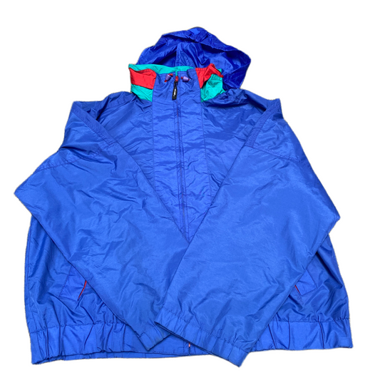 McGregor Windbreaker Jacket Mens Large Blue Anti-Breeze Drawstring Hooded Zipper