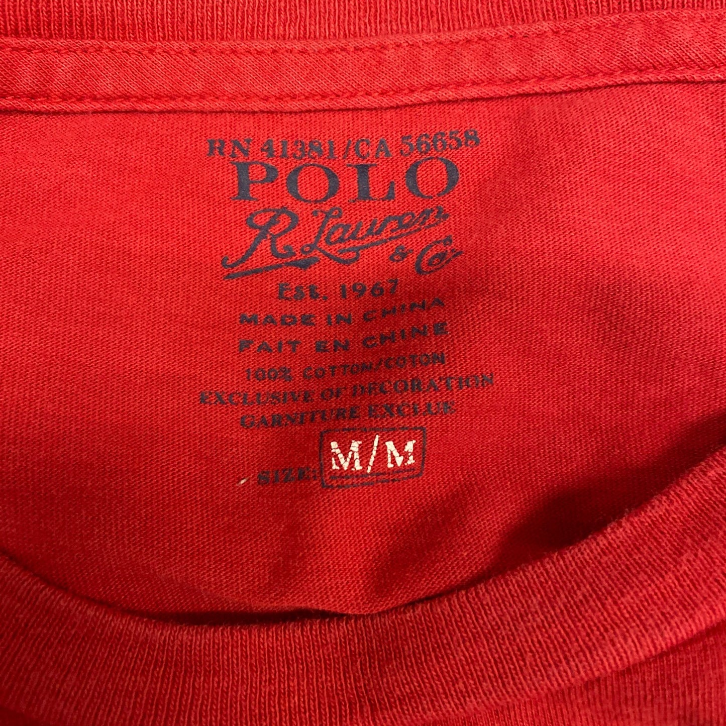 Ralph Lauren T-Shirt Mens Medium Red Pony Logo Short Sleeve Crew Neck Pullover