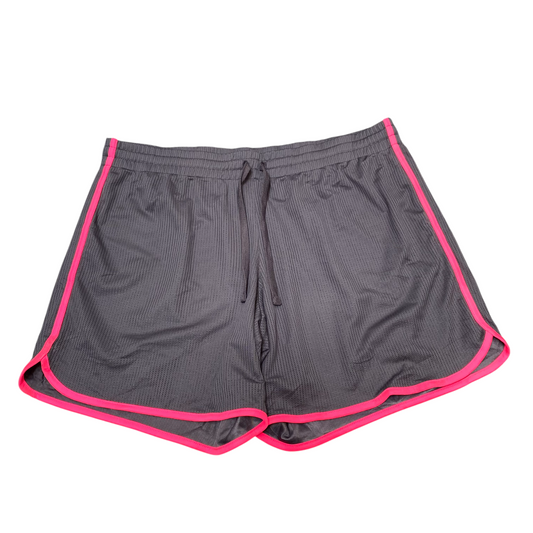 Running Shorts Womens XL Grey Allover Mesh Elastic Waist Drawstring Dolphin Hem