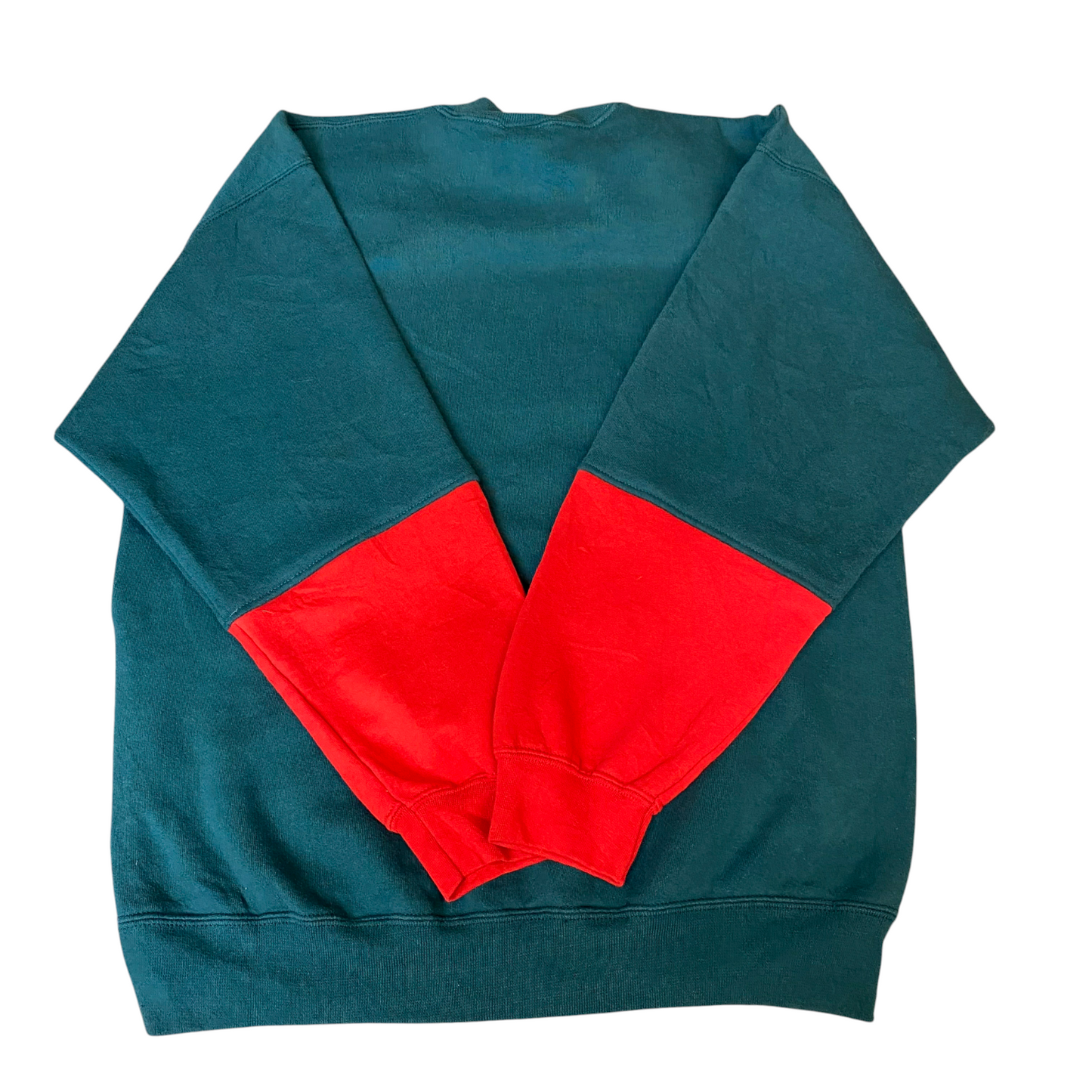 Nike Reworked Sweatshirt Mens M Teal Red Embroidered Spellout Logo Vintage Y2K