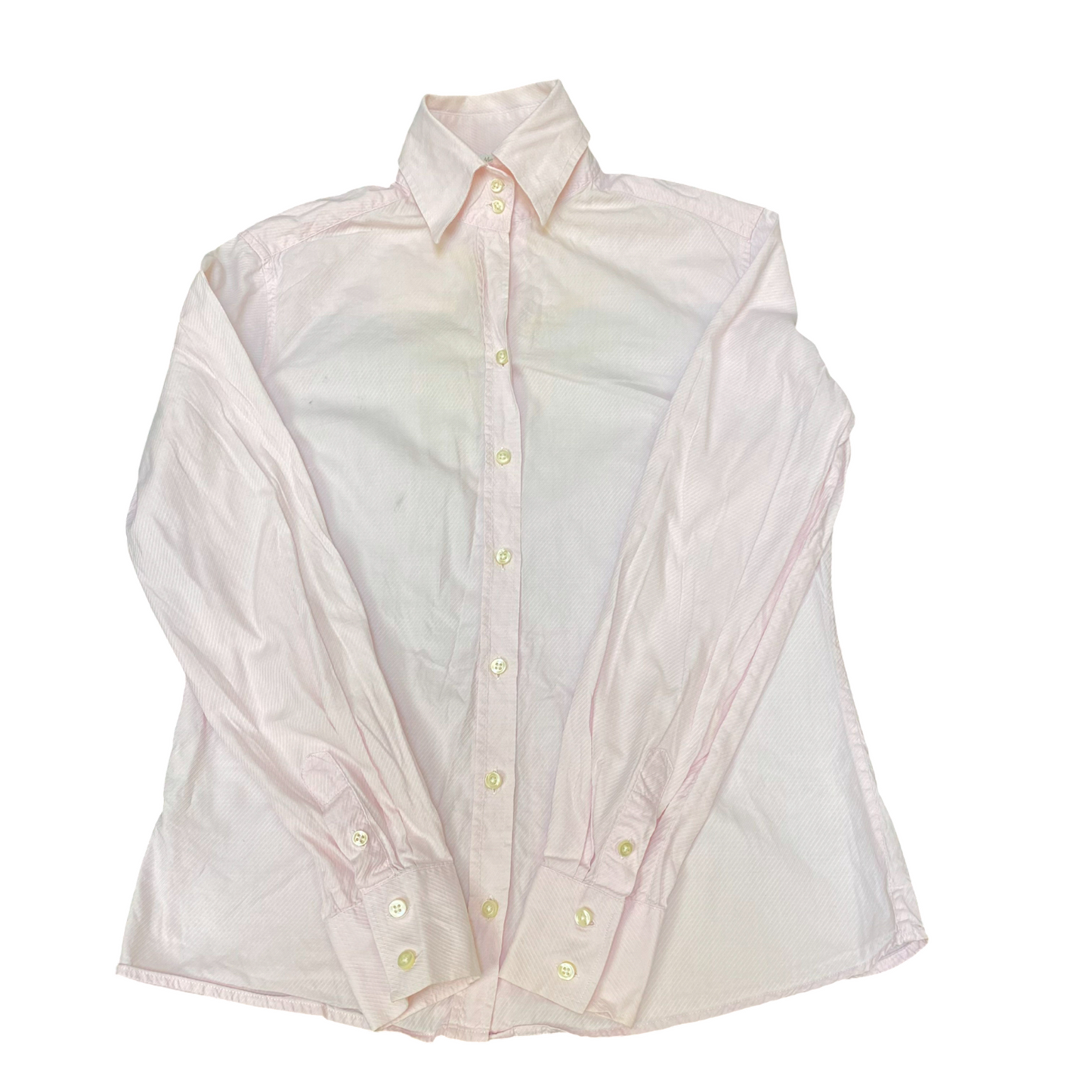 Massimo Dutti Shirt Top Womens M White Striped Long Sleeve Collared Button Down