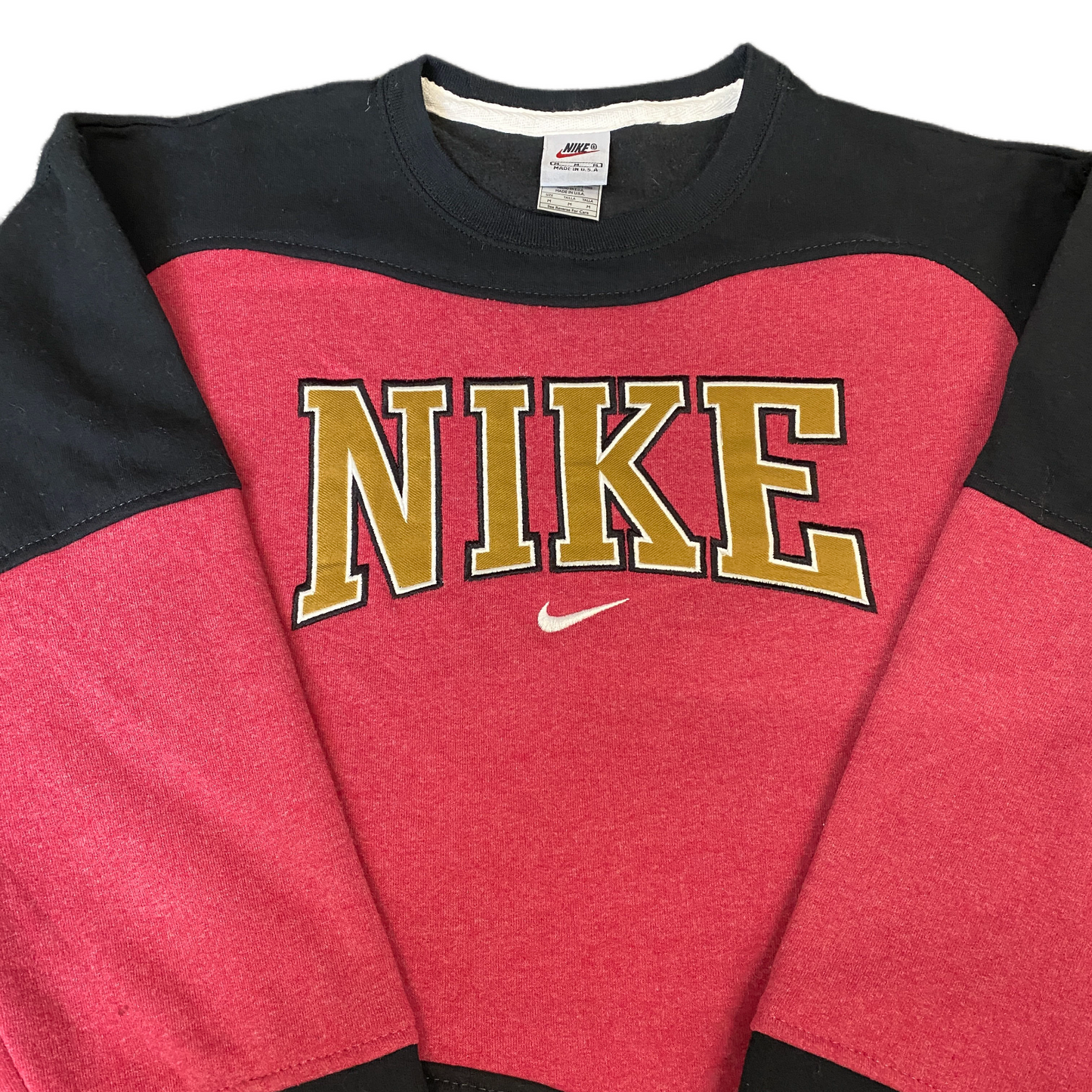 Nike Reworked Sweatshirt Mens M Black Pink Embroidered Spellout Logo Vintage Y2K