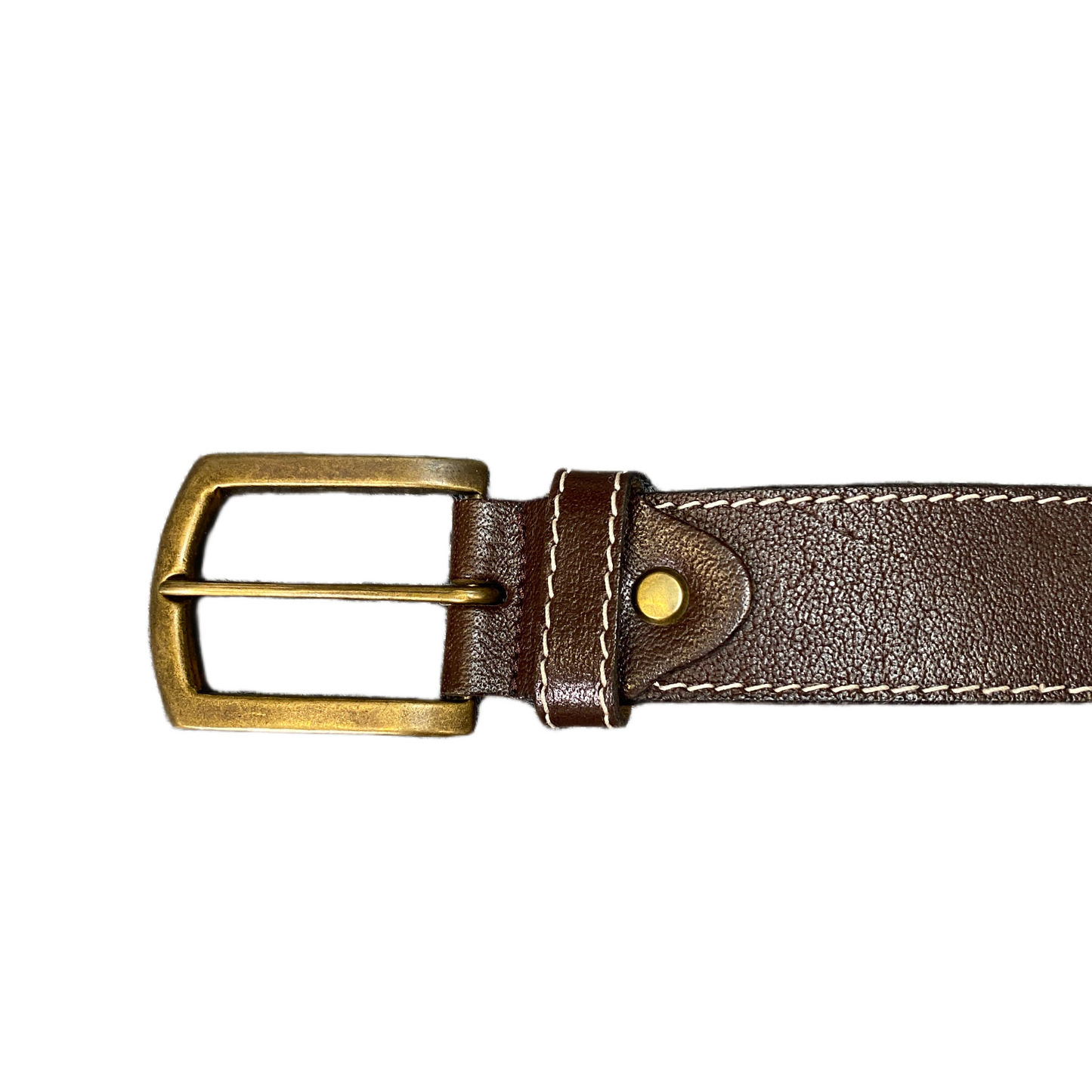 Collezione Waist Belt Men Dark Brown Leather Adjustable Brass Buckle 40 inches