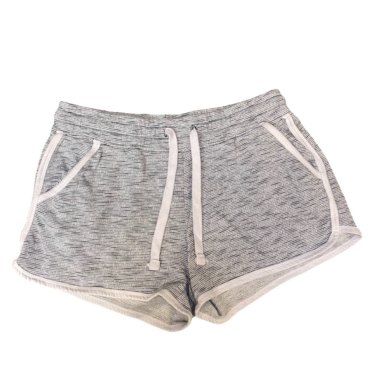 Running Sprinter Shorts Womens XL Black White Striped Athletic Gym Dolphin Hem