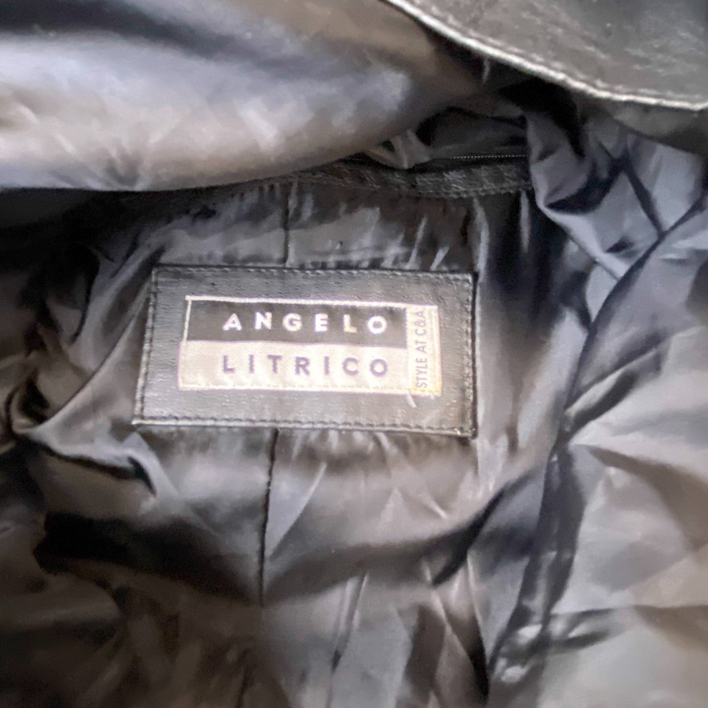 Angelo Litrico Leather Trench Coat Mens Small Black Notch Lapel Single Breasted