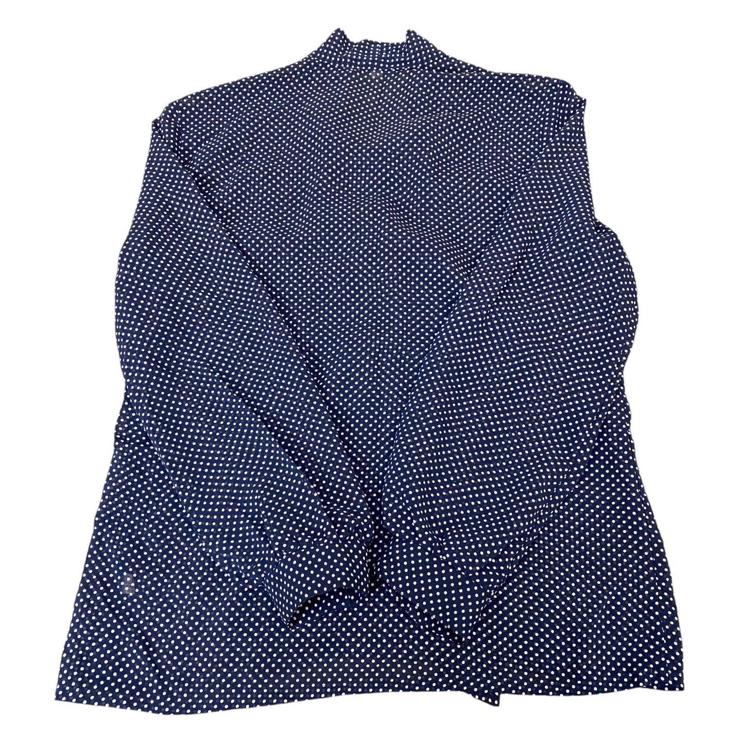 Womens Shirt Dress M Navy Polka Dot Casual Long Sleeve Collared Button Down