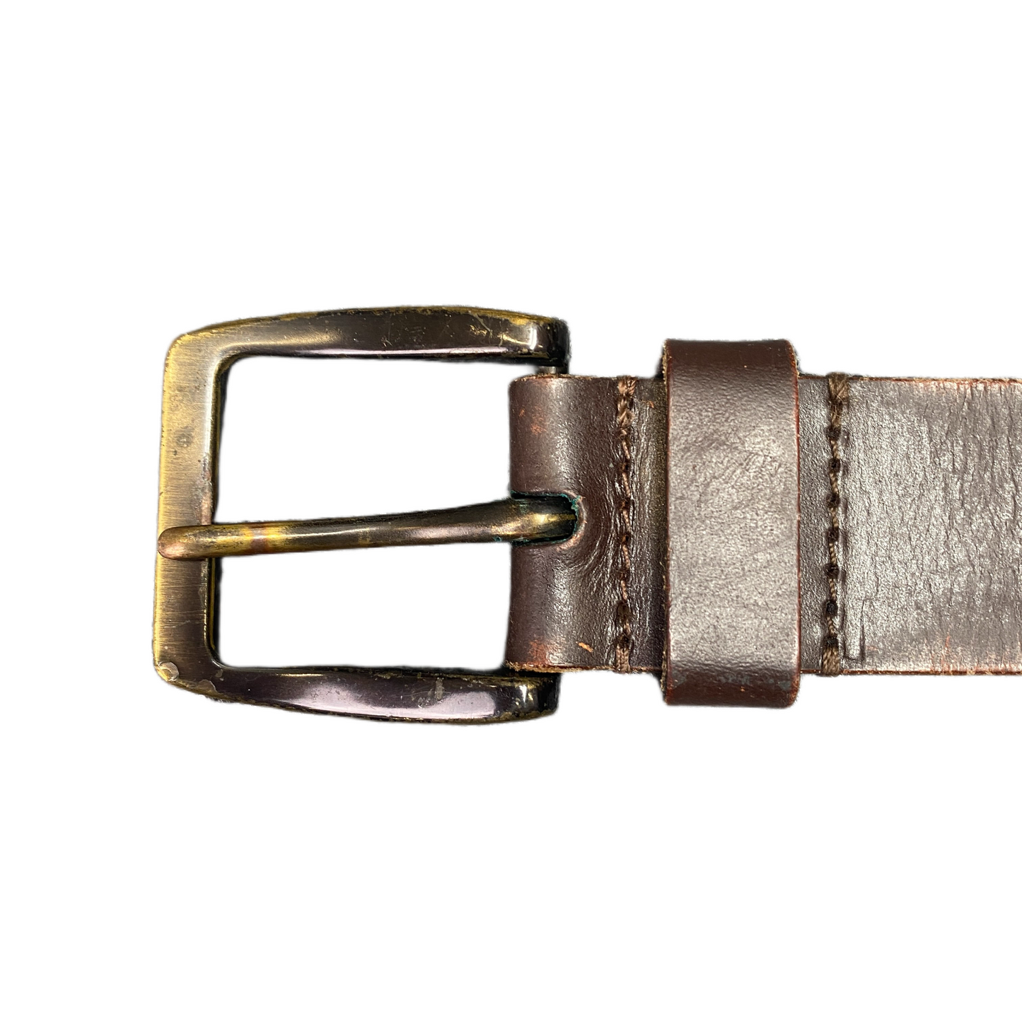 TCM Waist Belt Mens Dark Brown Leather Adjustable Brass Pin Buckle 47.5 inches