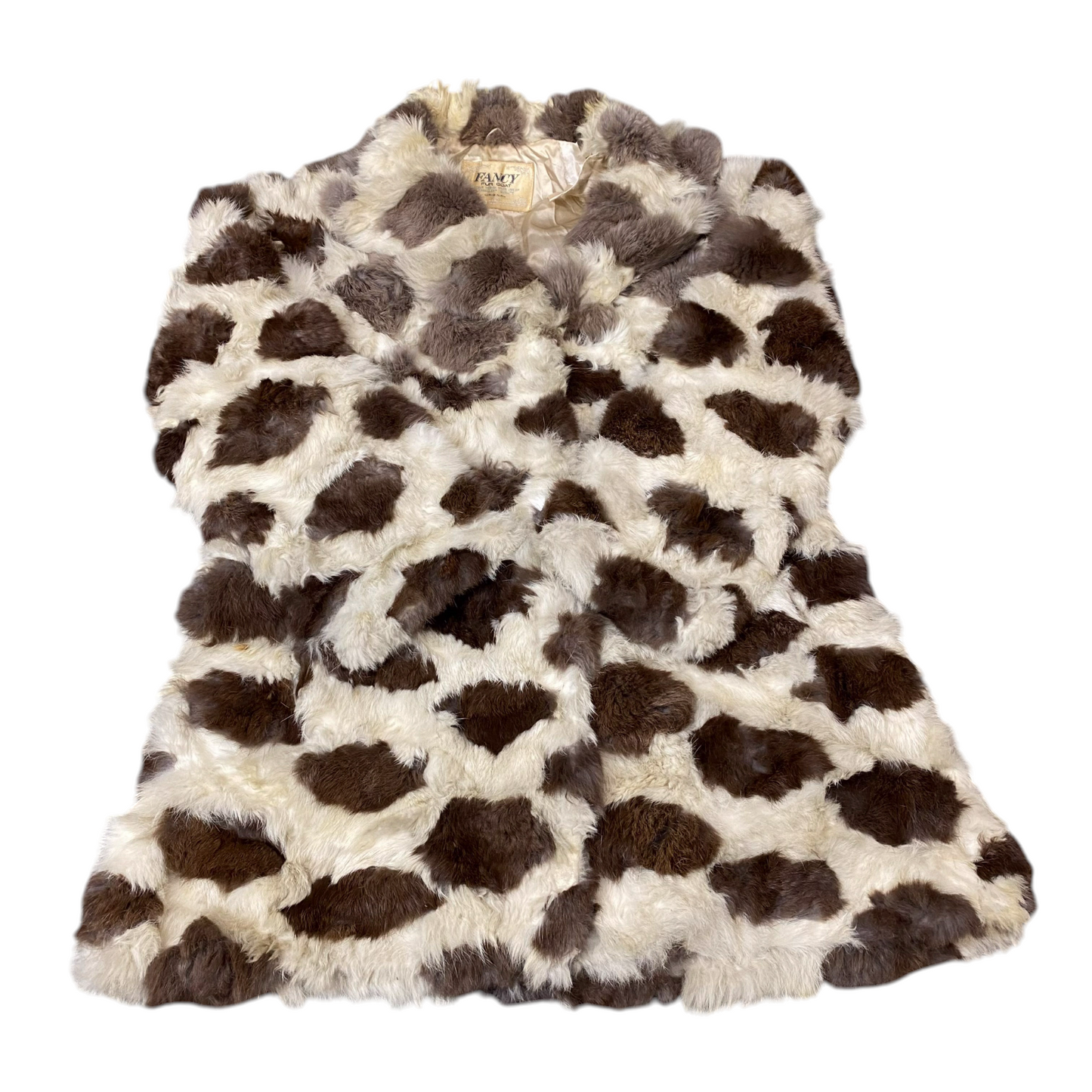 Fancy Fur Coat Womens Medium Brown Beige Fully Lined Cozy Warm Winter Collared