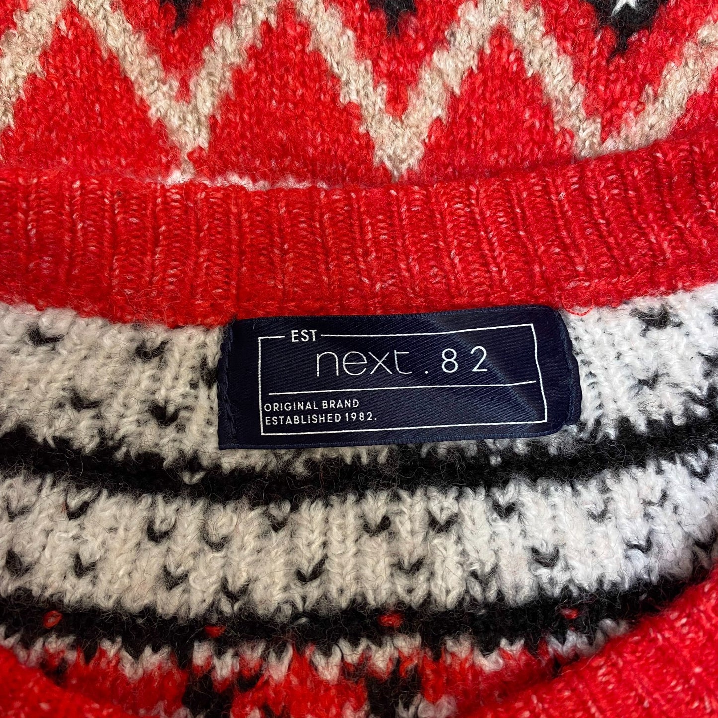 Next. 82 Jumper Womens Small Red Fair Isle Long Sleeve Wool Winter Holiday