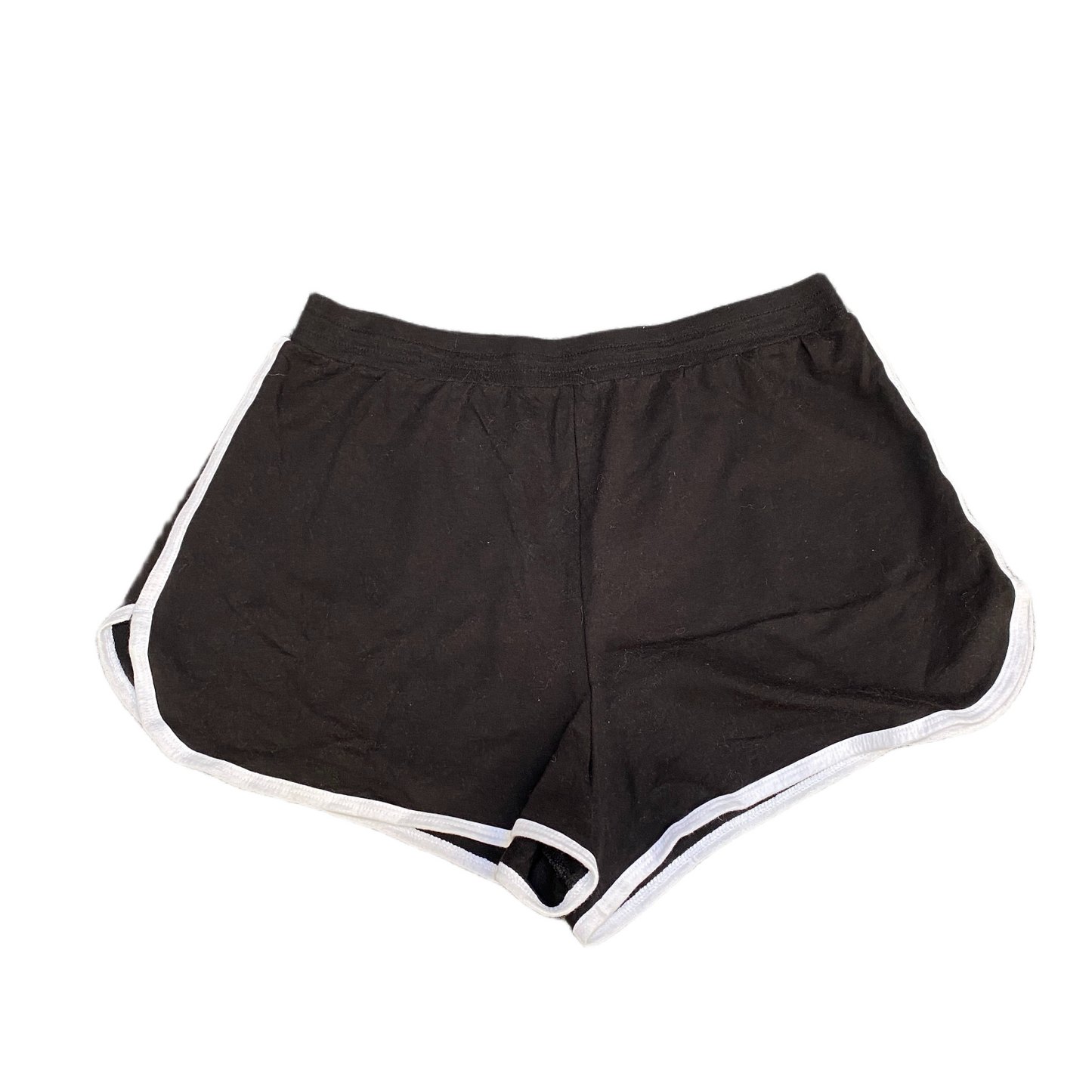 Running Sprinter Shorts Women L 28" Waist Black Athletic Gym Workout Dolphin Hem