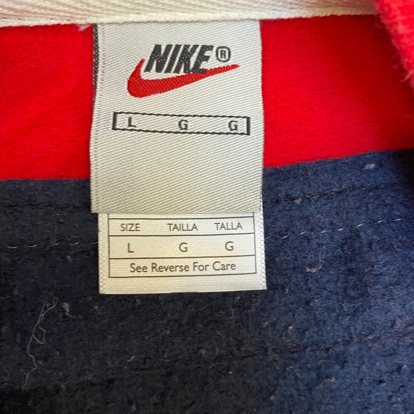 Nike Reworked Sweatshirt Mens L Navy Red Embroidered Spellout Logo Vintage Y2K