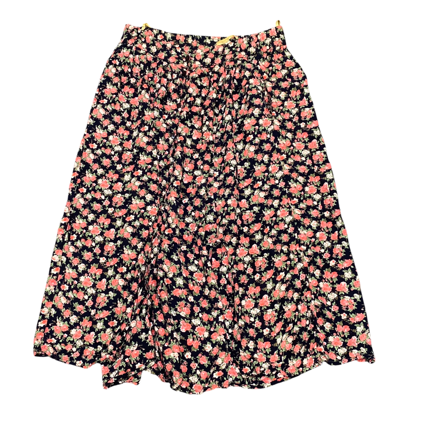 Today Fit & Flare Skirt Womens M Blue Floral Print Elastic Waist Button Front