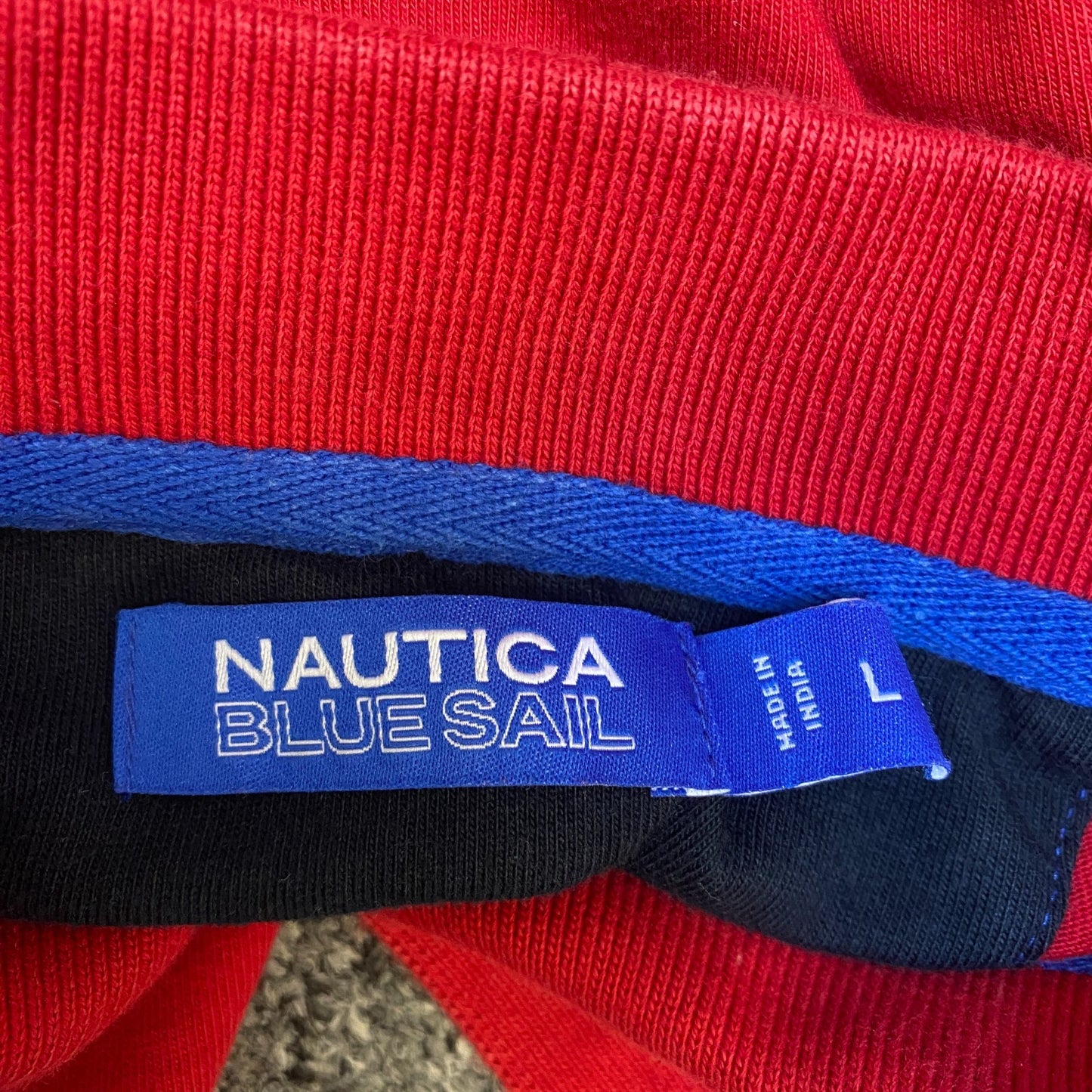 Nautica Polo Shirt Mens Large Red Sail Print Golf Performance Side Slit Popover