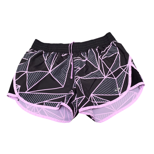 Running Sprinter Shorts Womens Medium Black Purple Geo Print Athletic Drawstring