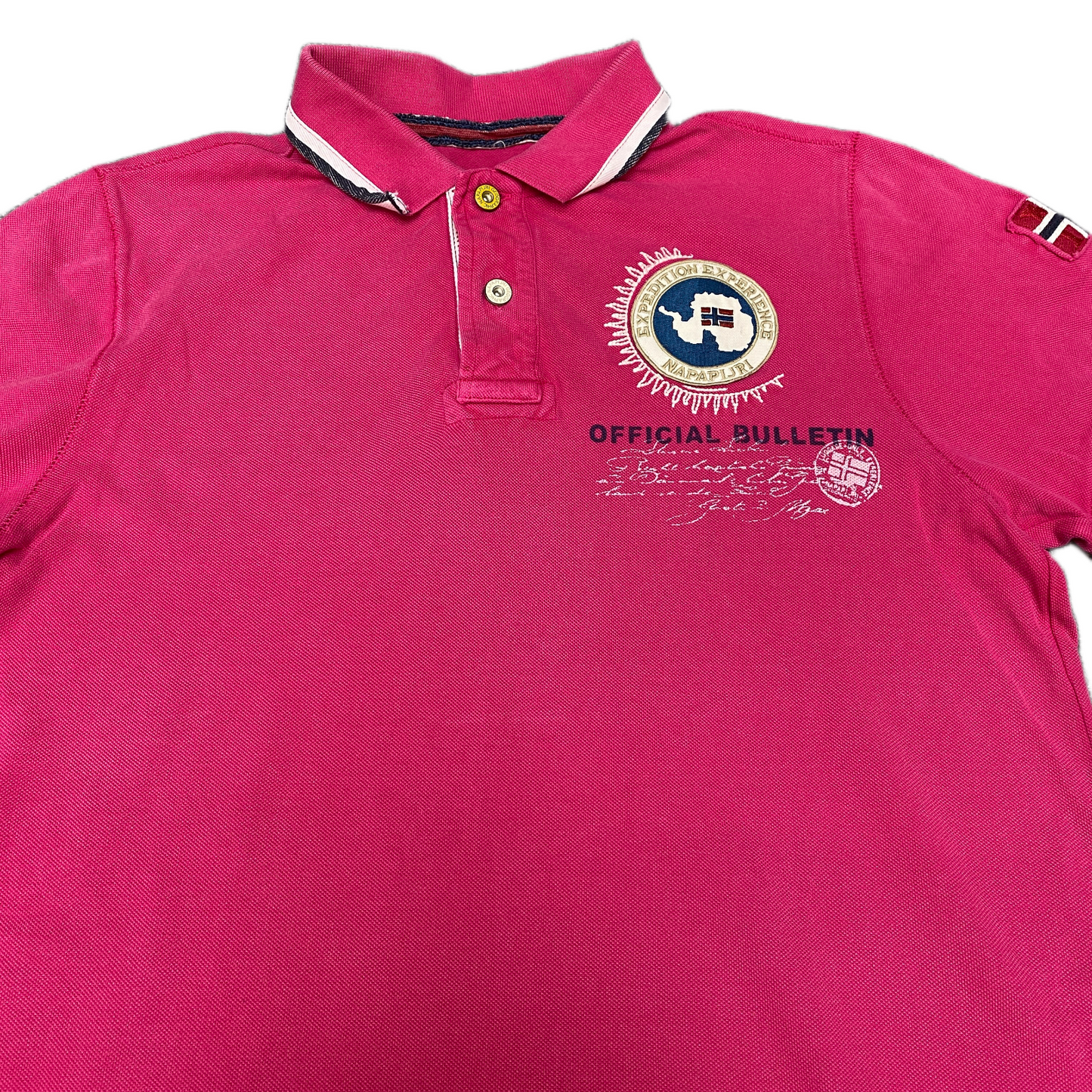 Napapijri Polo Shirt Boys S Pink Official Bulletin Patch Logo Golf Performance