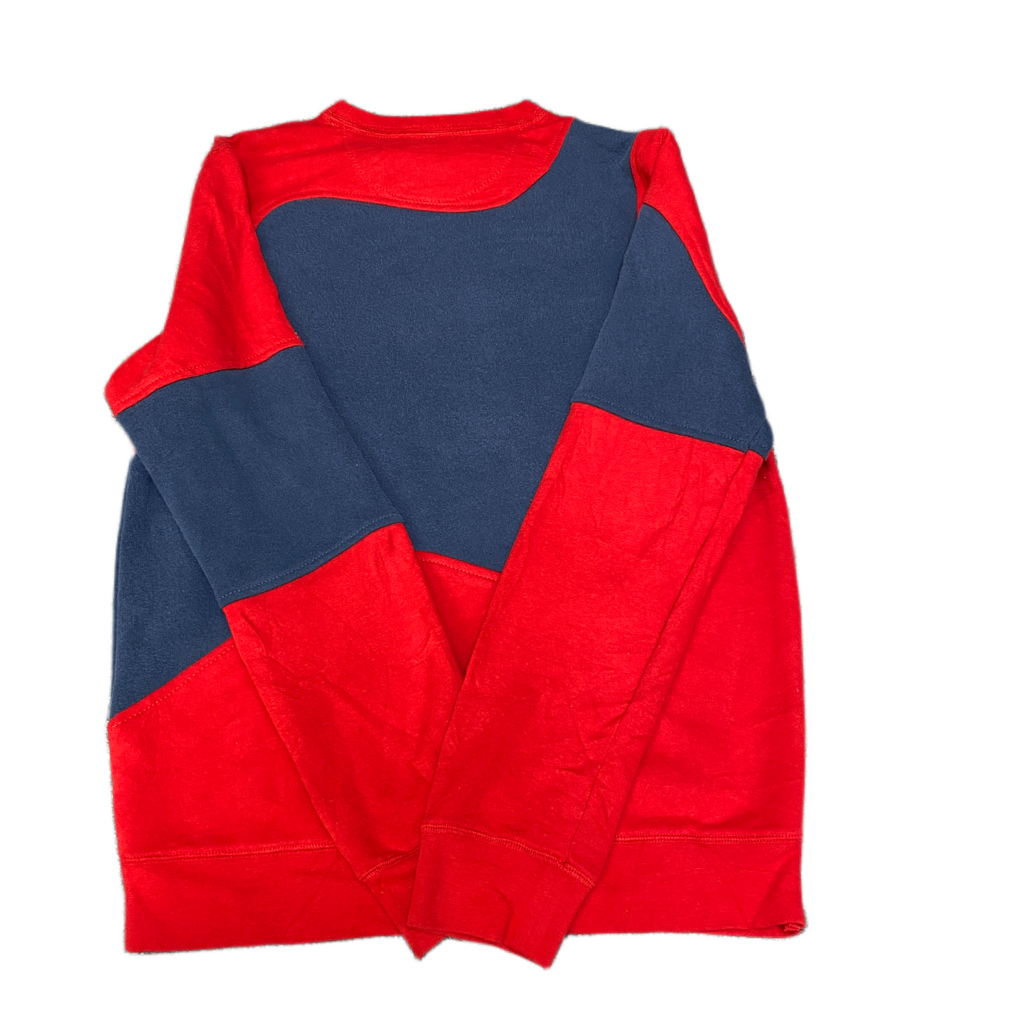 Nike Reworked Sweatshirt Mens S Red Blue Embroidered Spellout Logo Vintage Y2K