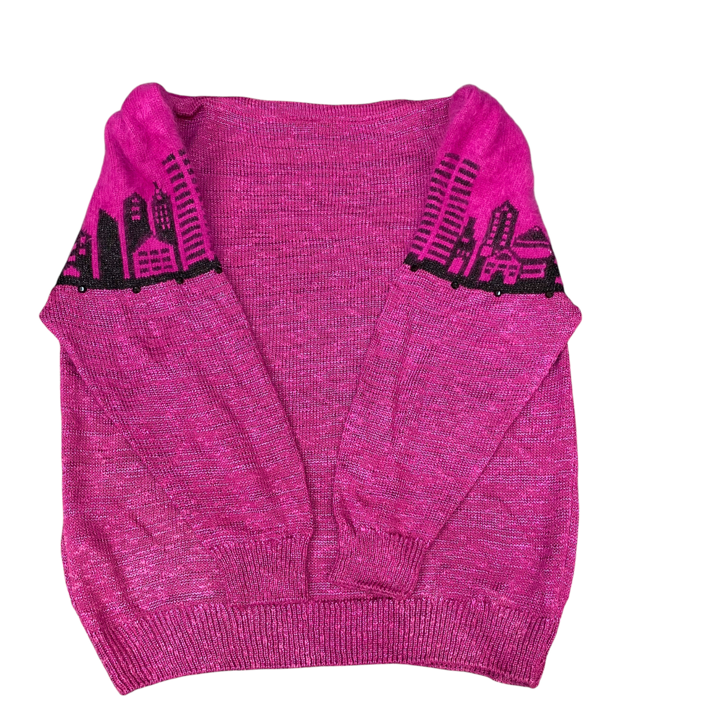 Jumper Womens Large Pink Knit Crew Neck Long Raglan Sleeve Outdoor Pullover