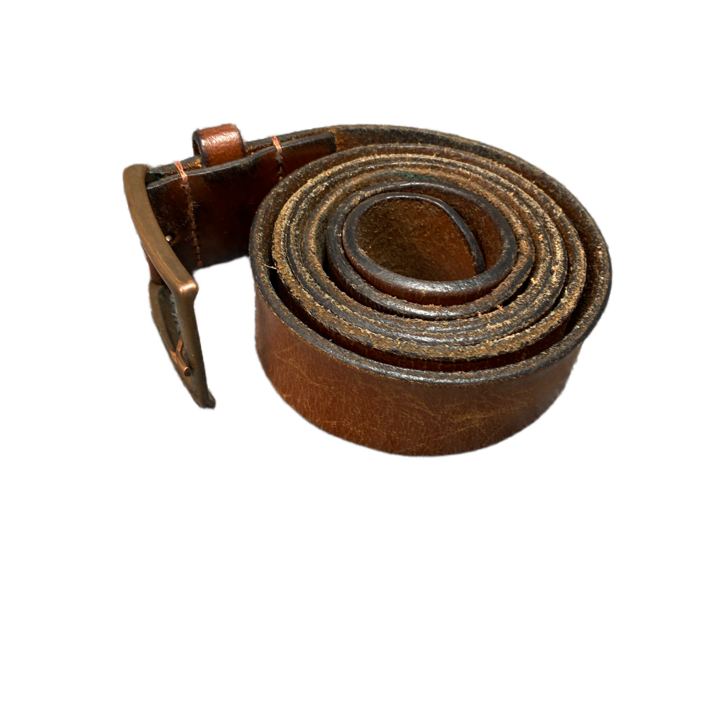 C&A Waist Belt Mens XXL Black Leather Adjustable Bronze Buckle 50.5 inches