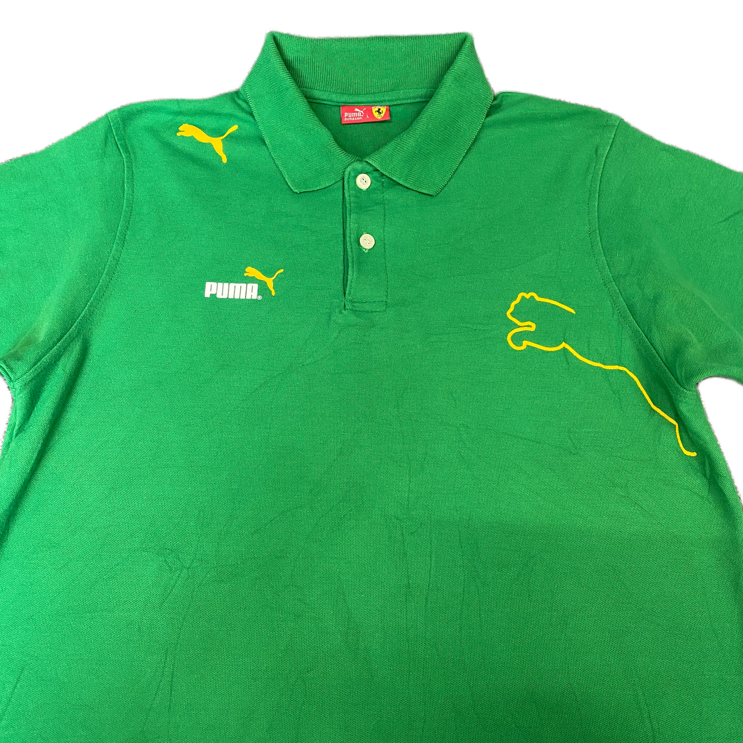 PUMA Polo Shirt Mens Small Green Golf Performance Side Slit Short Sleeve Popover