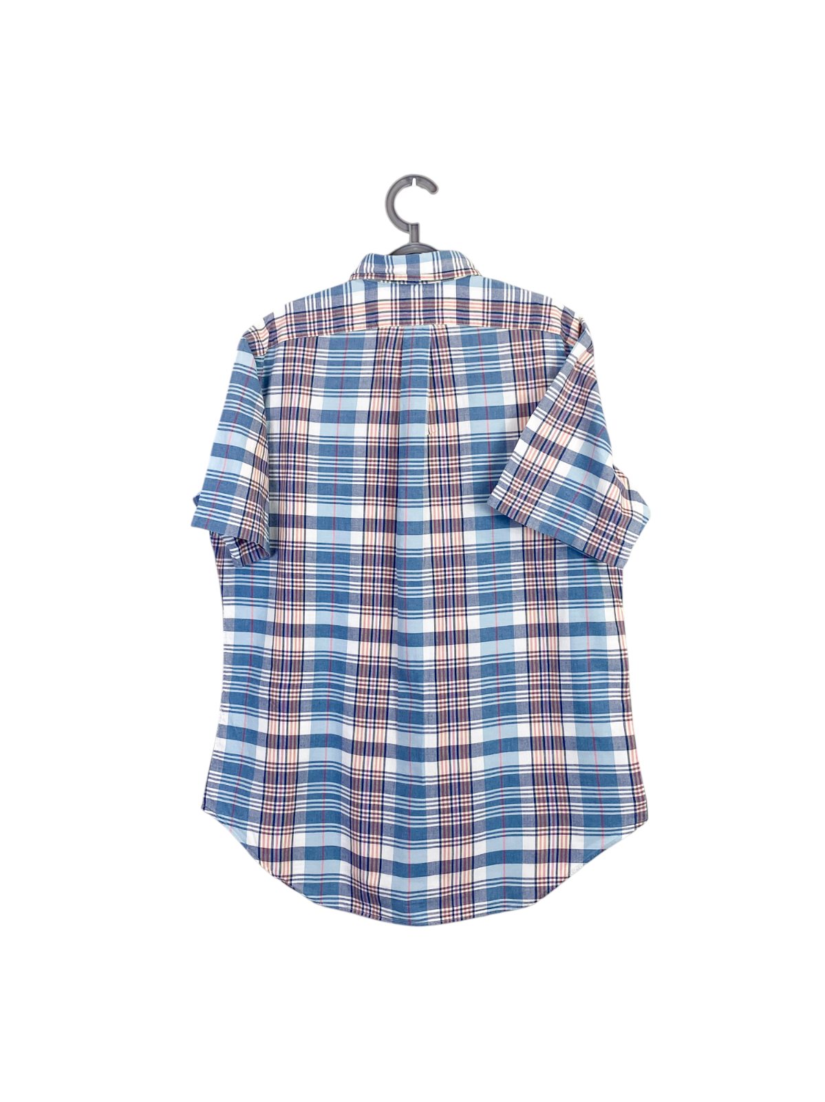 Ralph Lauren Shirt Mens Medium Blue Plaid Short Sleeve Small Blue Polo Pony Logo