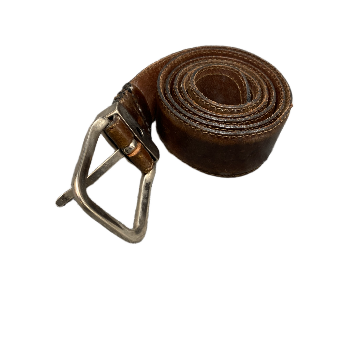 Waist Belt Mens Brown Leather Adjustable Silver Pin Buckle 39.5 inches