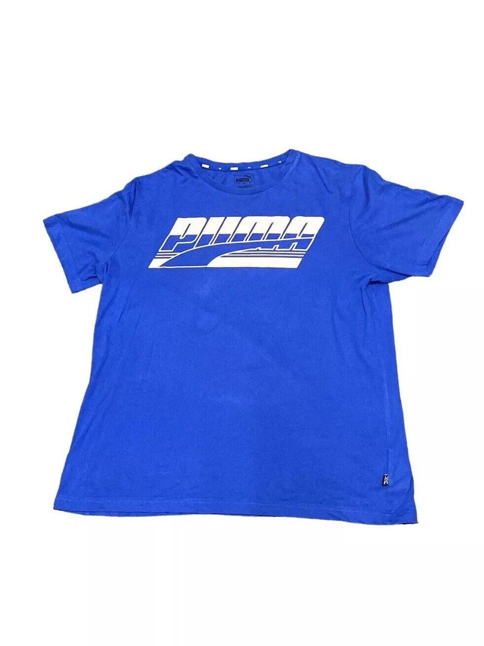 Puma T-Shirt Blue Mens L Front Logo