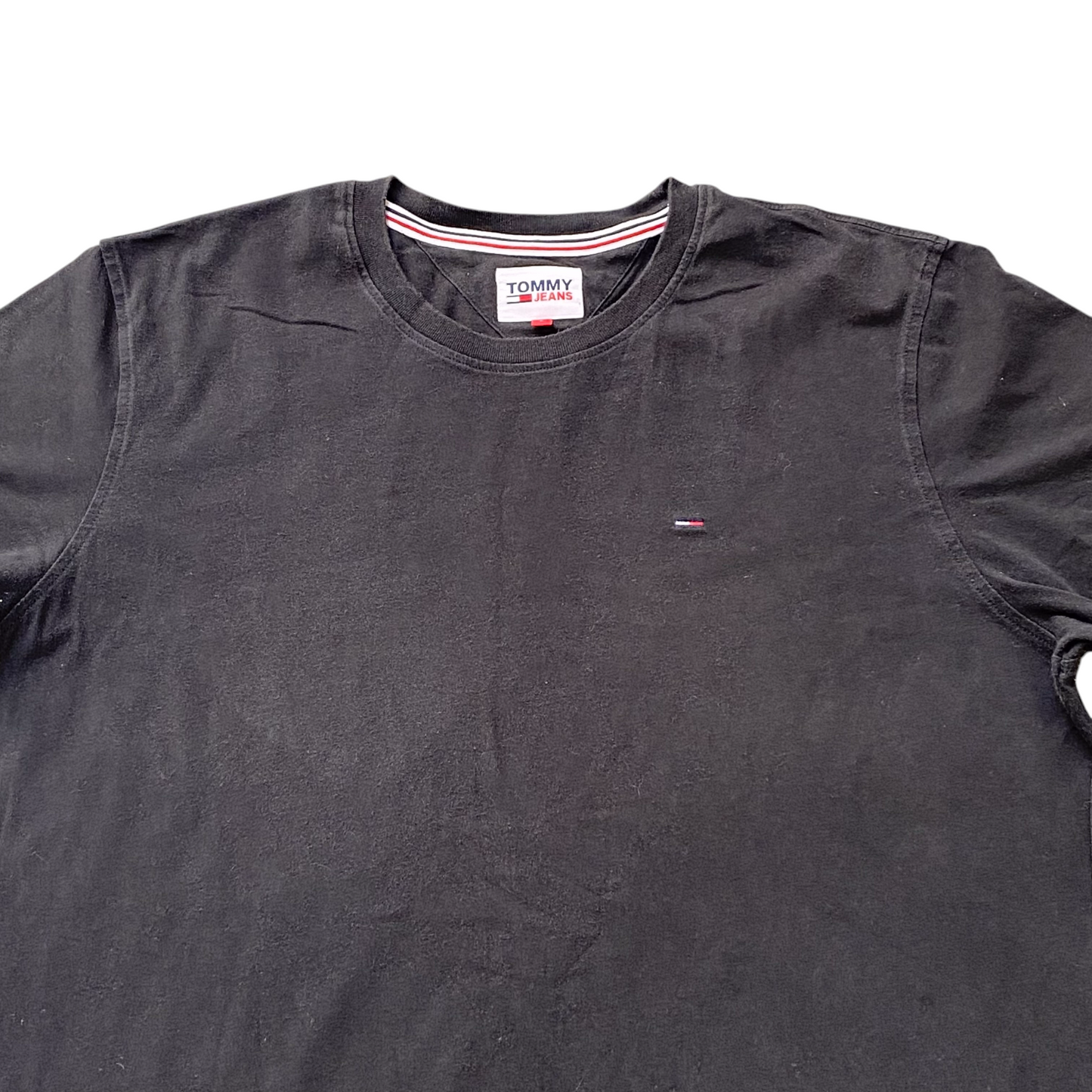 Tommy Jeans T Shirt Mens Large Black Short Sleeve Logo Crew Neck Pullover Tee