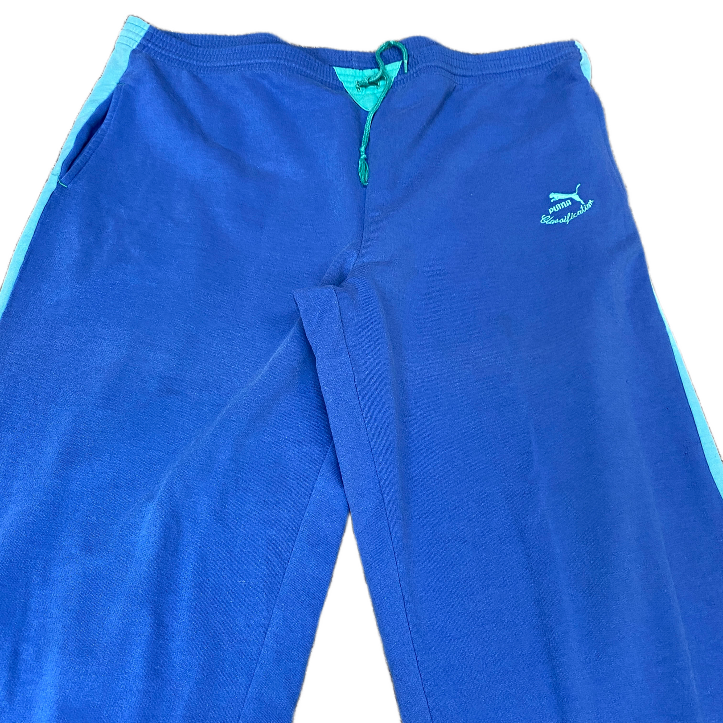 PUMA Joggers Fits as Womens 40" Waist Blue Embroidered Logo Tapered Leg Trouser