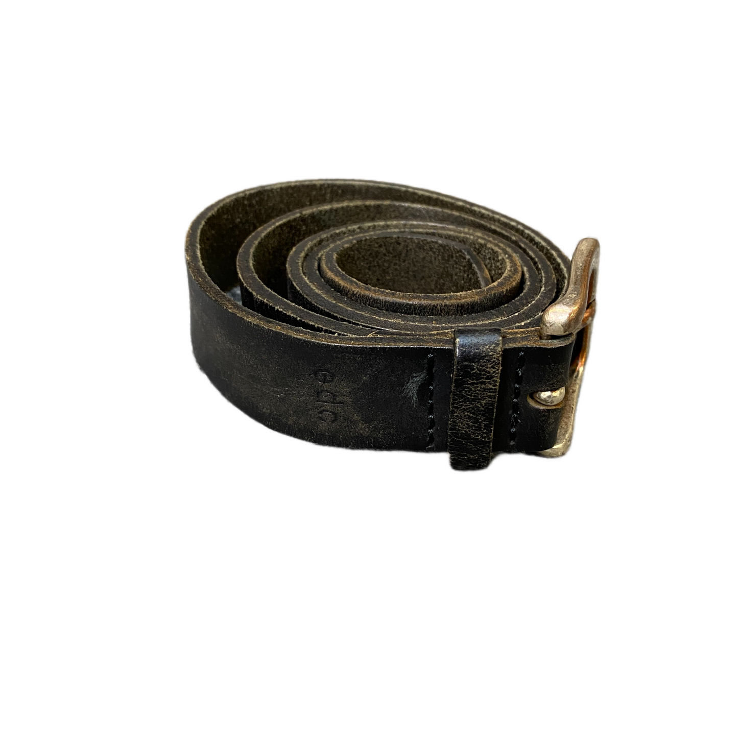 EDC Waist Belt Mens Black Leather Adjustable Brass Pin Buckle 41 Inches