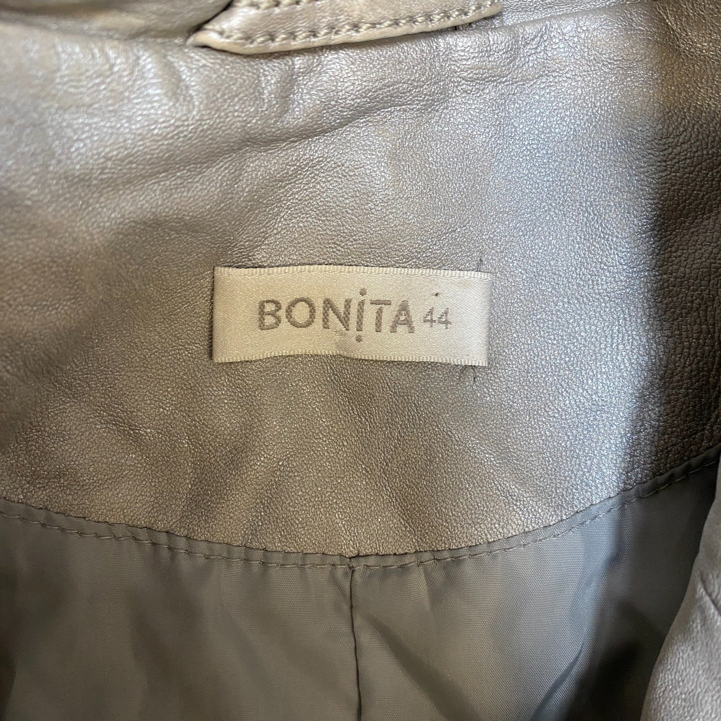 Bonita Genuine Leather Blazer Jacket Womens M White Notch Lapel Single Breasted