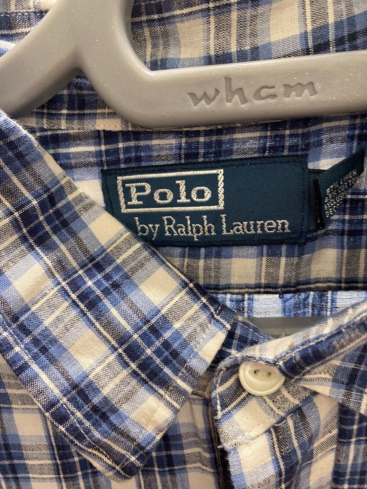 Ralph Lauren Shirt Mens Large Blue Plaid Long Sleeve Small Blue Polo Pony Logo