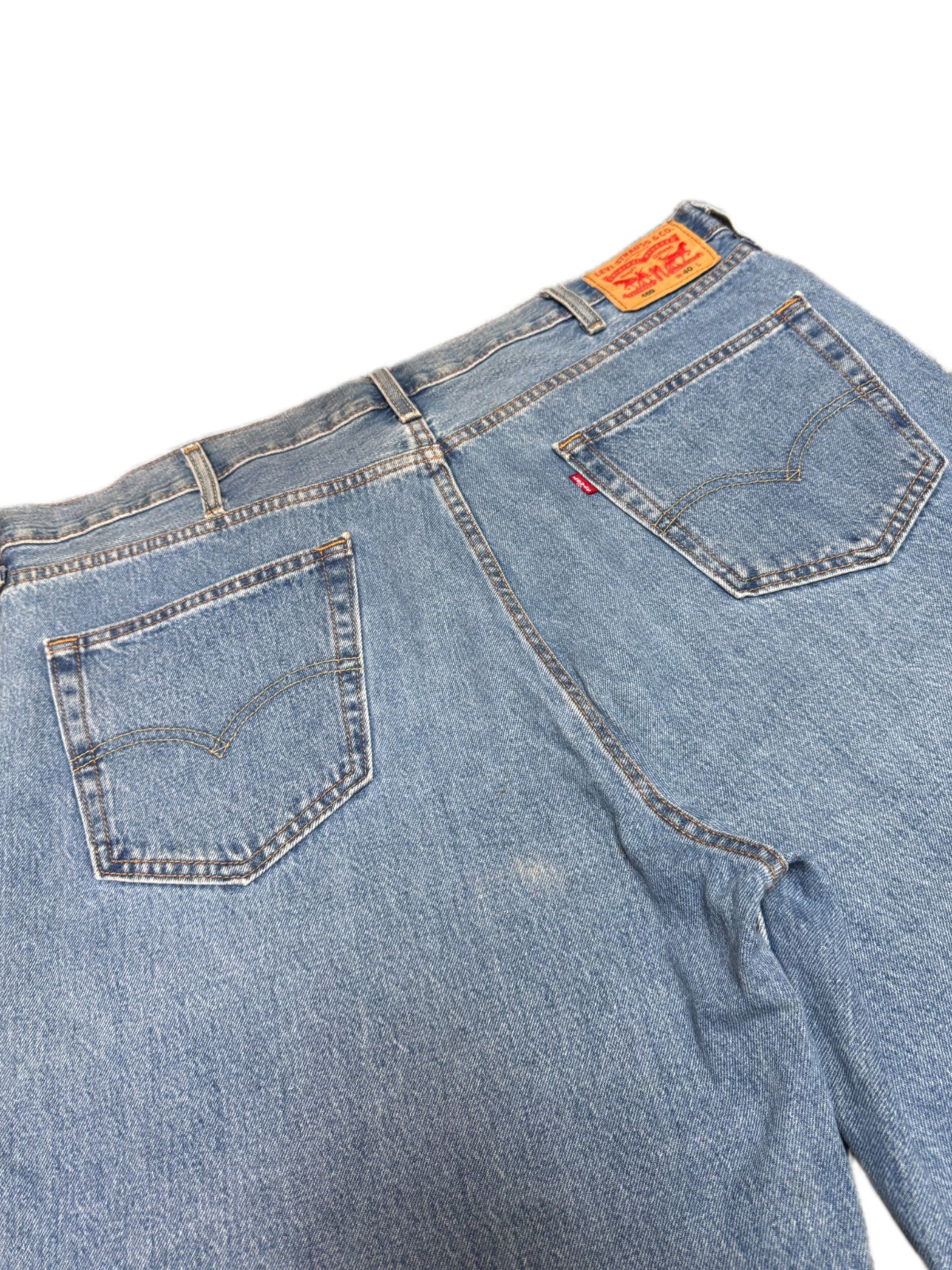 Levi's 469 Jean Shorts Fits as Mens XL 42" Waist Blue Denim Loose Fit Red Tab