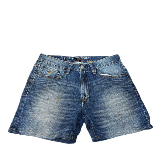 US Polo Assn. Jean Shorts Fits as Mens Medium 32" Waist Blue Denim Whiskered